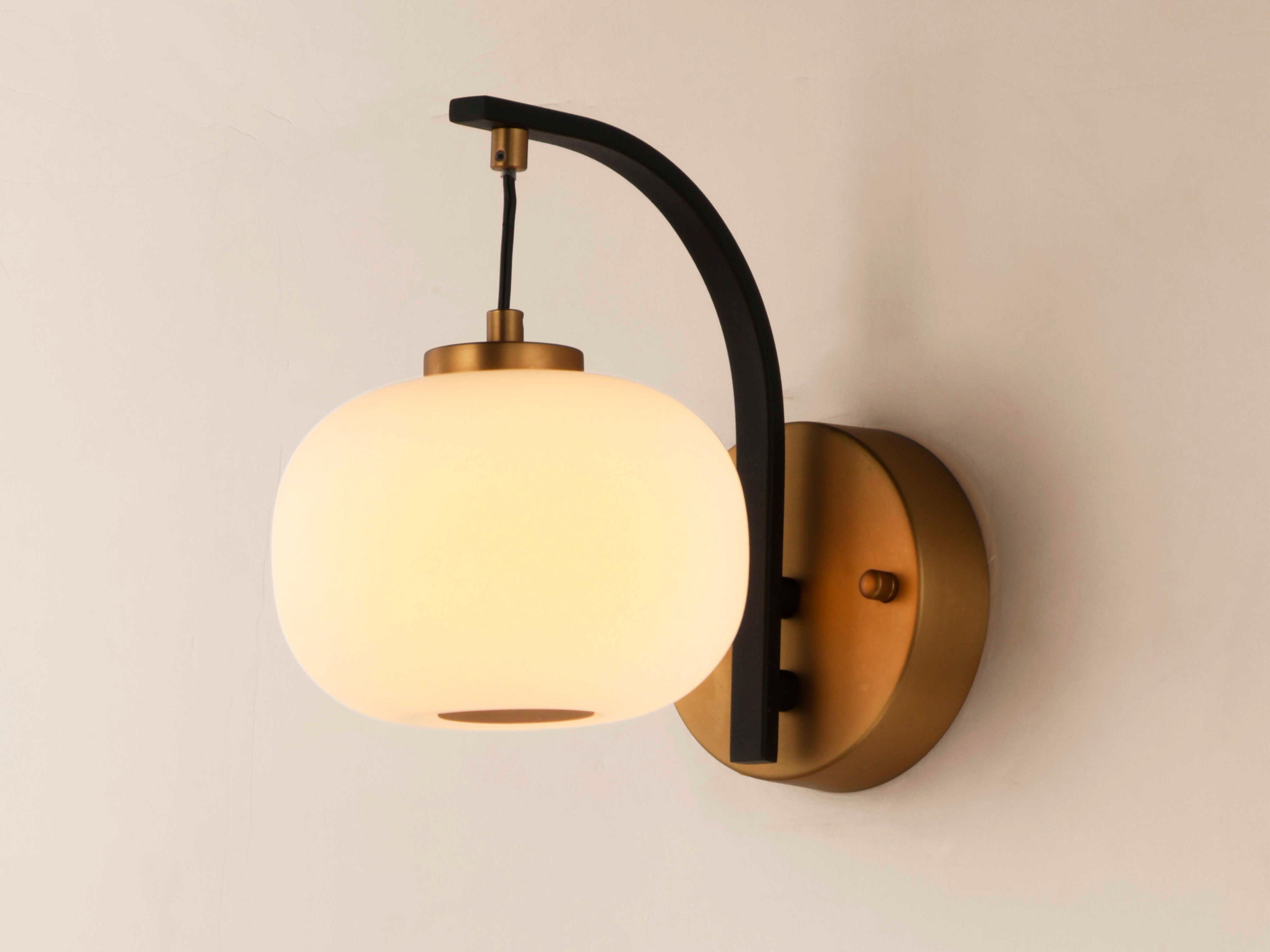 ET2 1-Light Black Gold Glass LED Wall Sconce