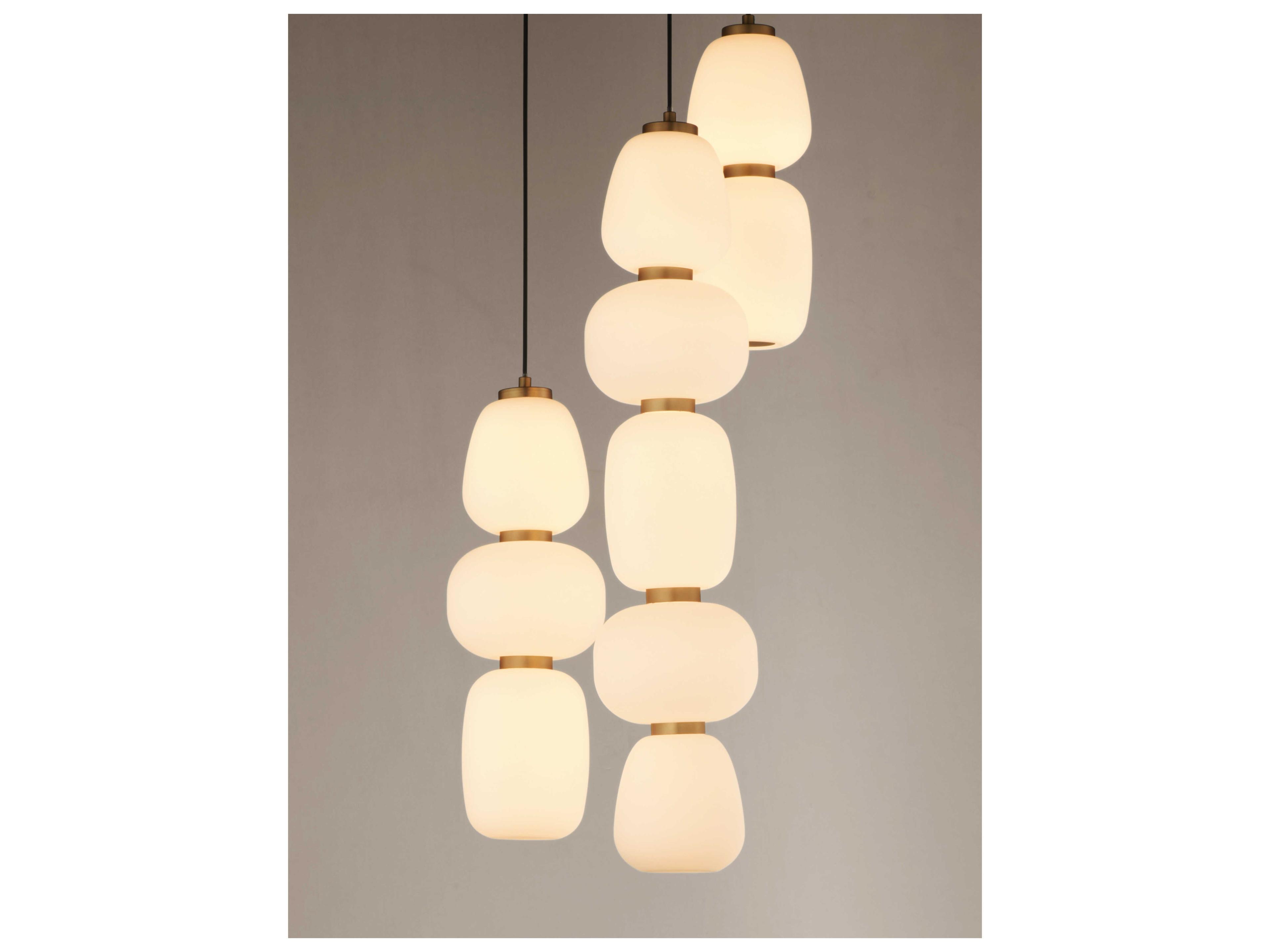 ET2 Soji 3-Light Black Gold Glass LED Geometric Tiered Pendant