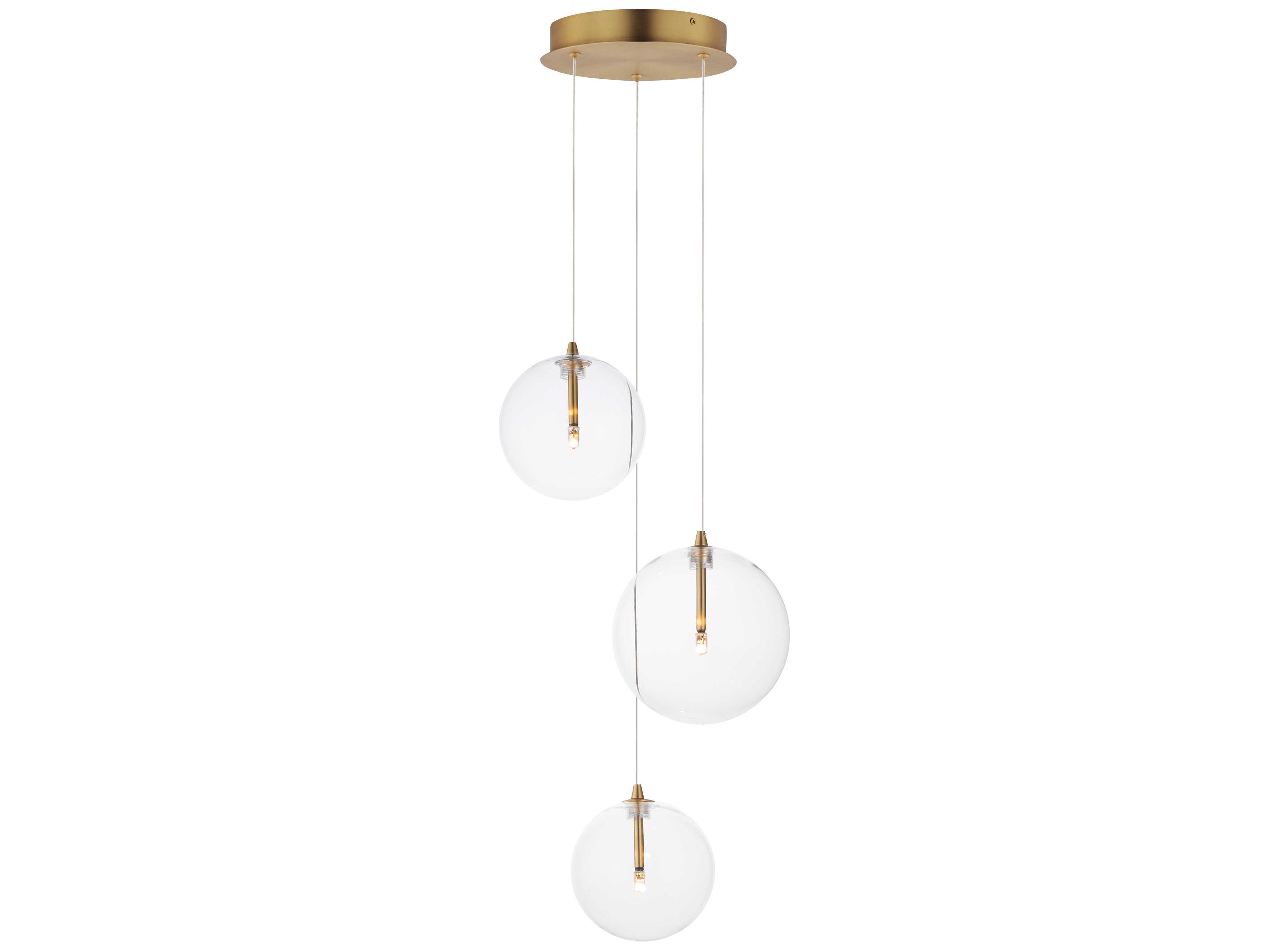 ET2 Global 3-Light Natural Aged Brass Globe Mini Pendant