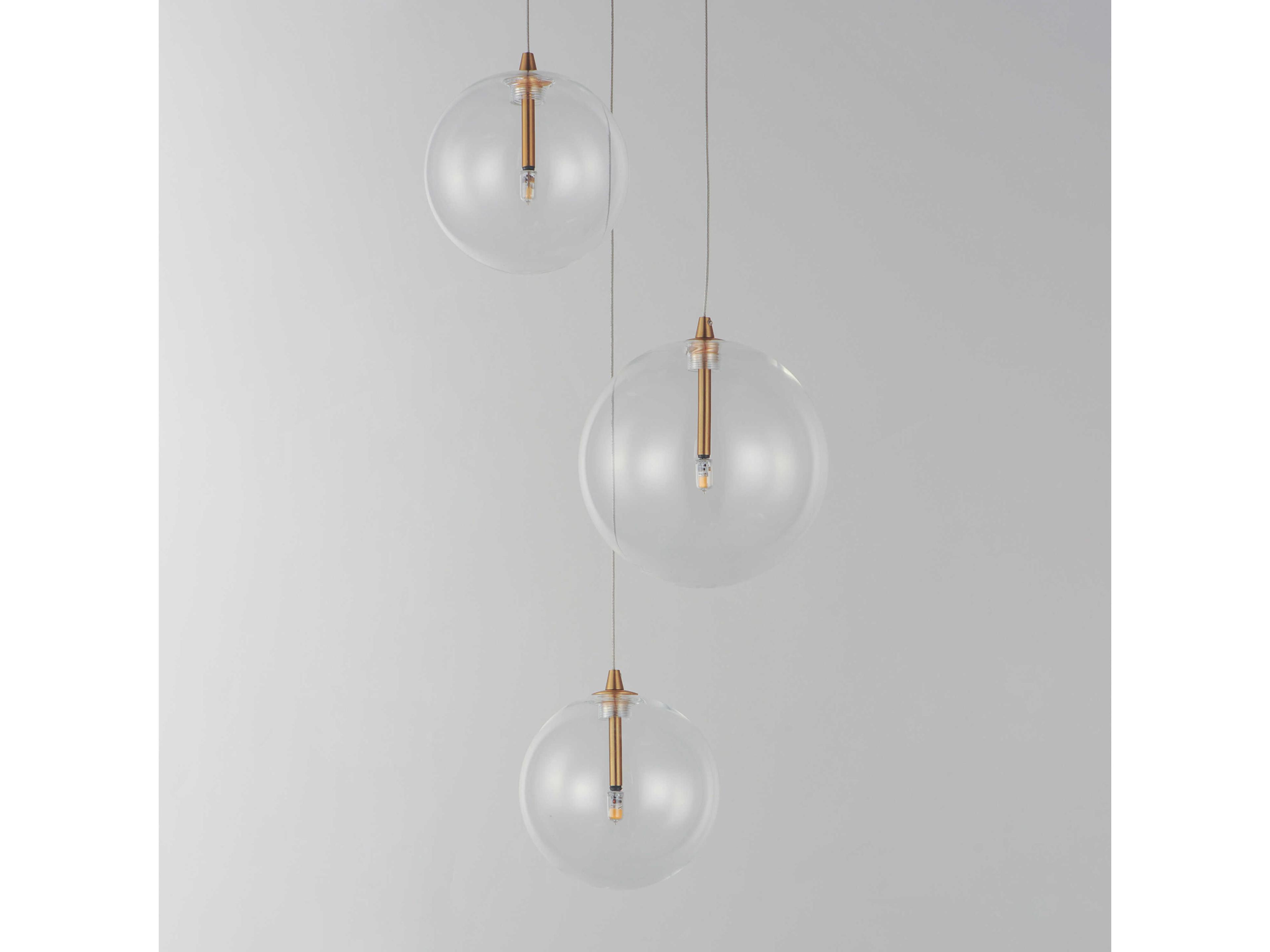 ET2 Global 3-Light Natural Aged Brass Globe Mini Pendant