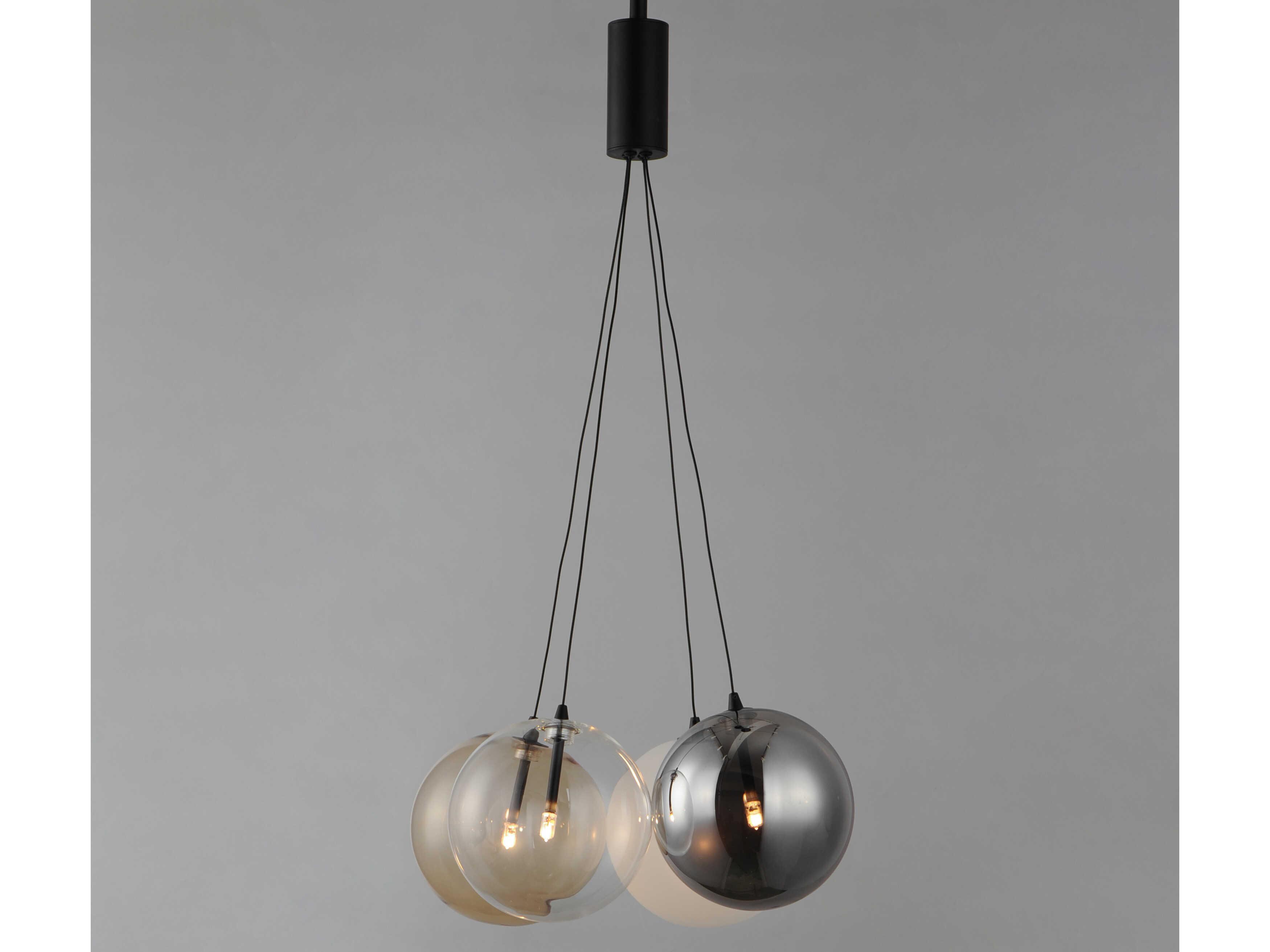 ET2 Burst 4-Light Black Glass LED Globe Pendant
