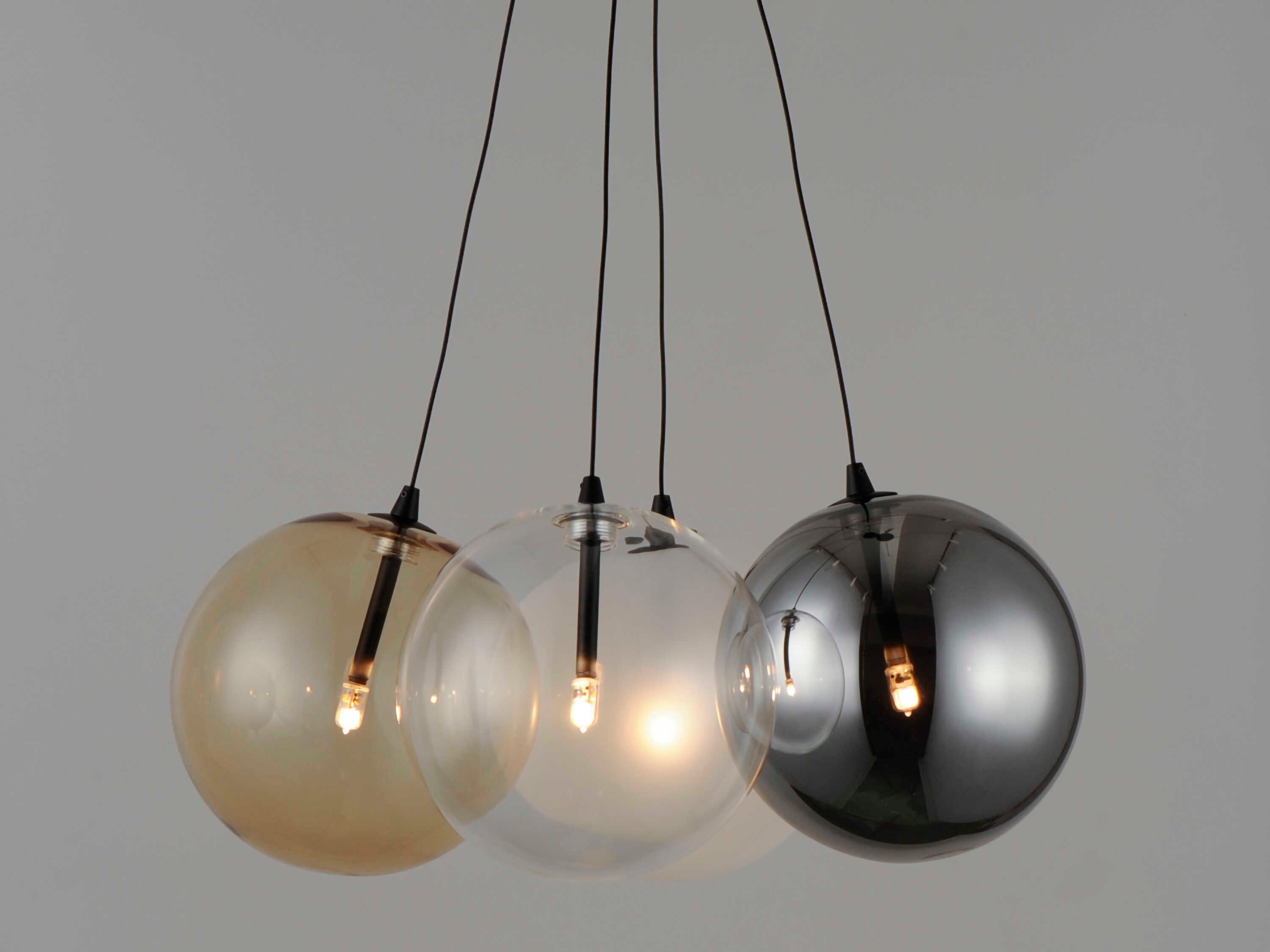 ET2 Burst 4-Light Black Glass LED Globe Pendant