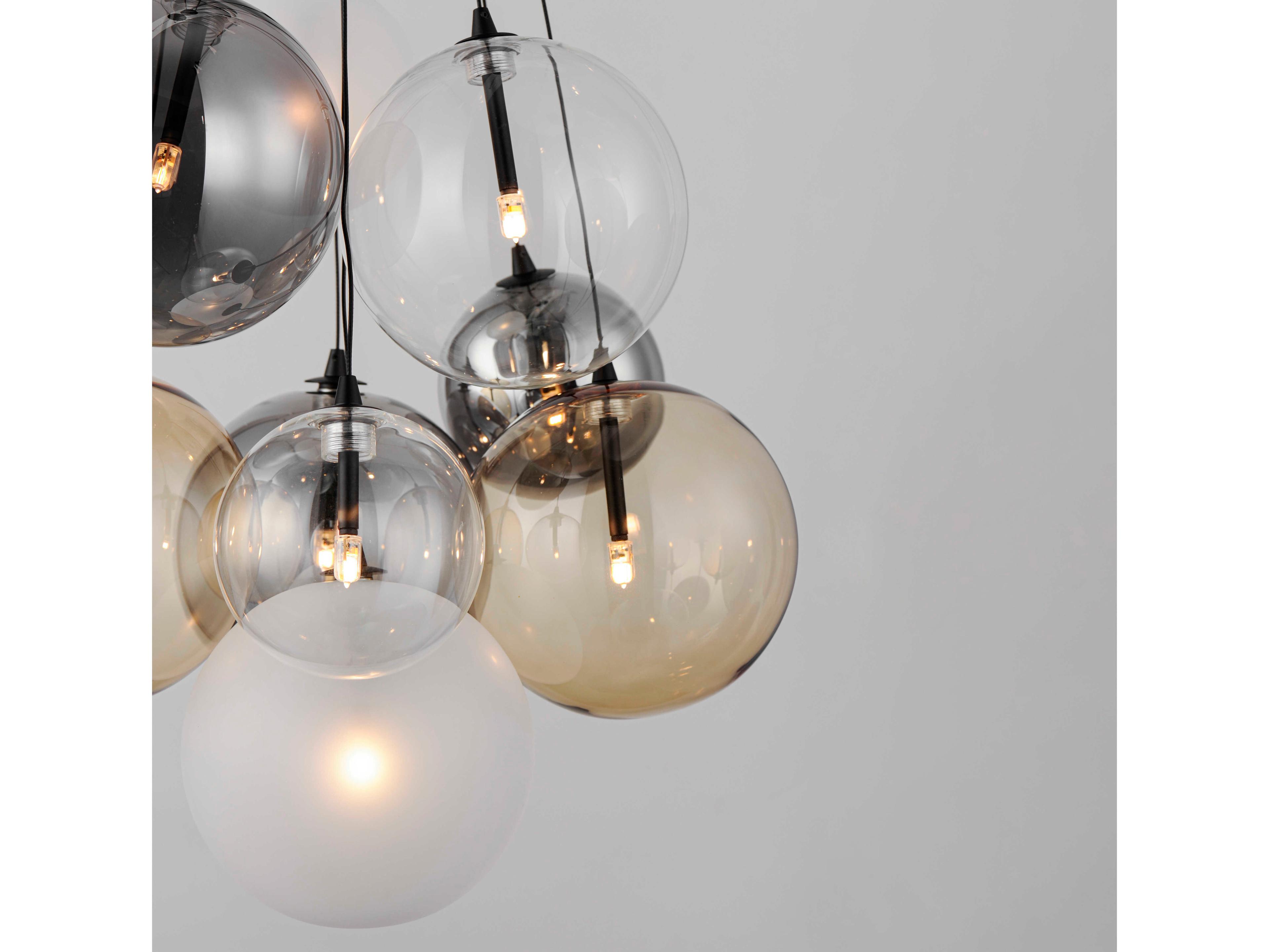 ET2 Burst 9-Light Black Glass LED Globe Pendant