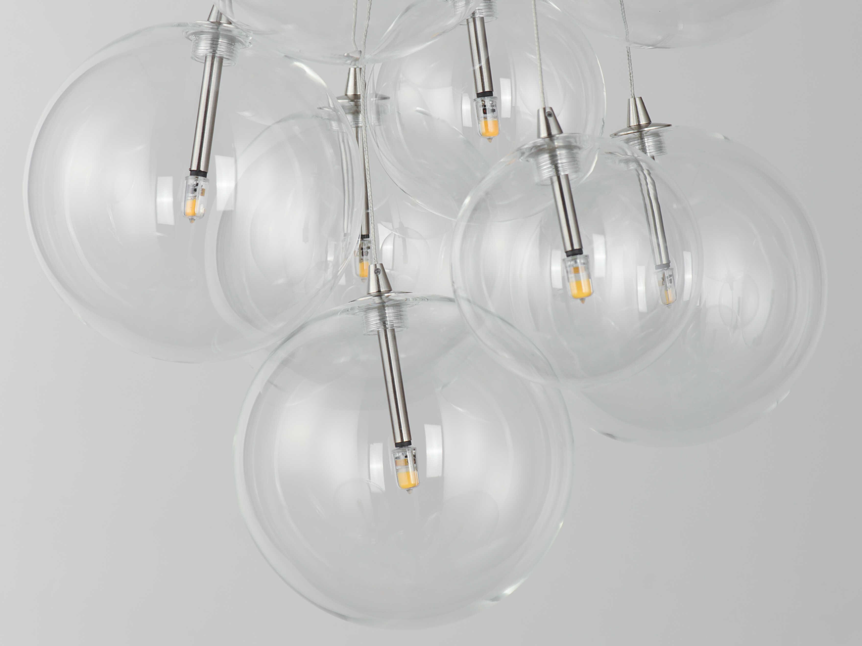 ET2 Burst 9-Light Satin Nickel Glass LED Globe Pendant
