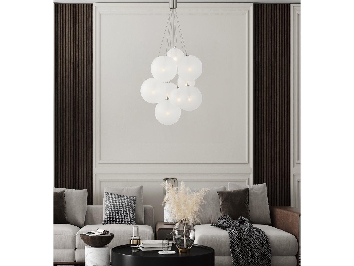 ET2 Burst 9-Light Satin Nickel Glass LED Globe Pendant