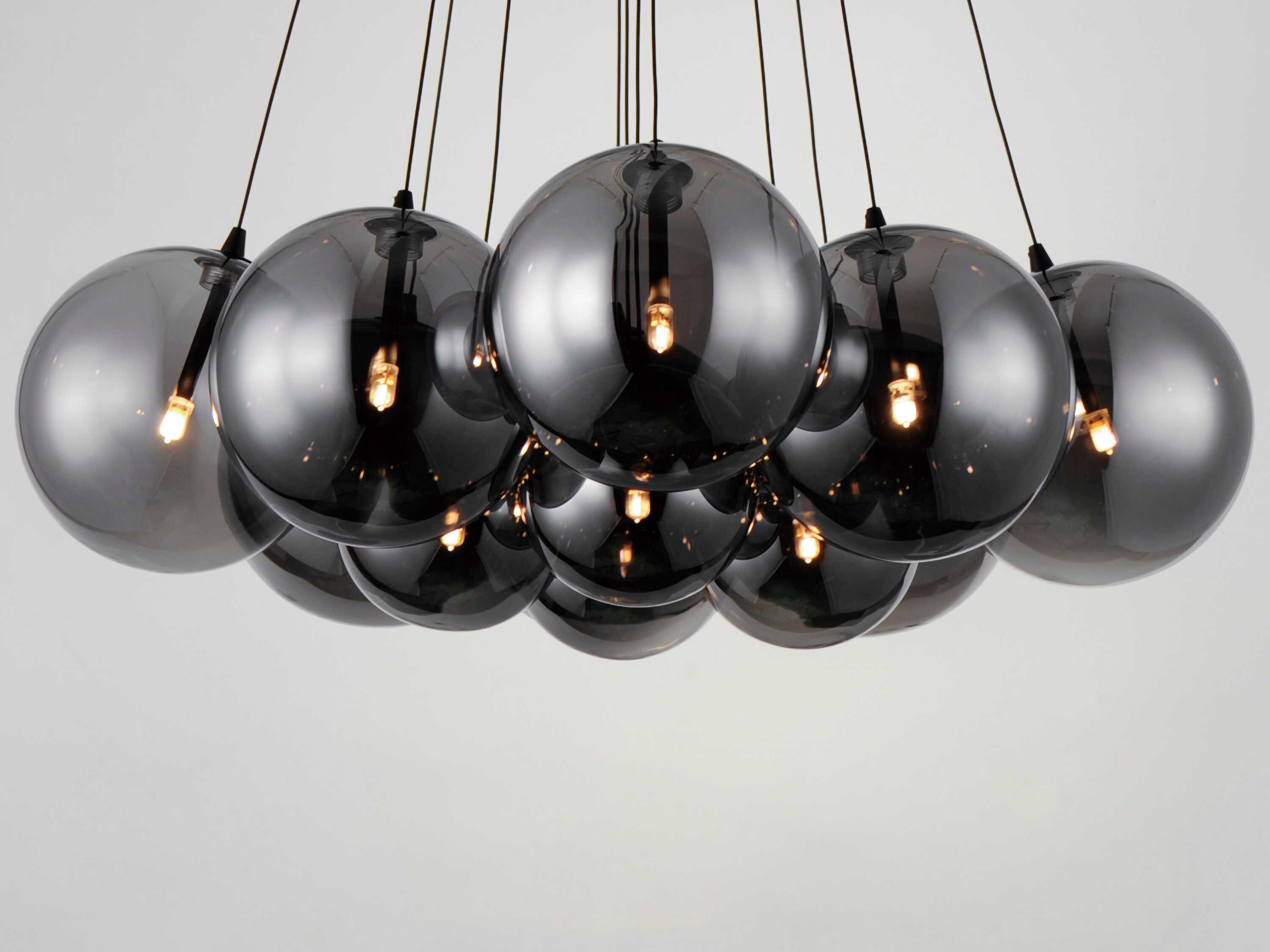 ET2 Burst 12-Light Black Glass LED Globe Pendant