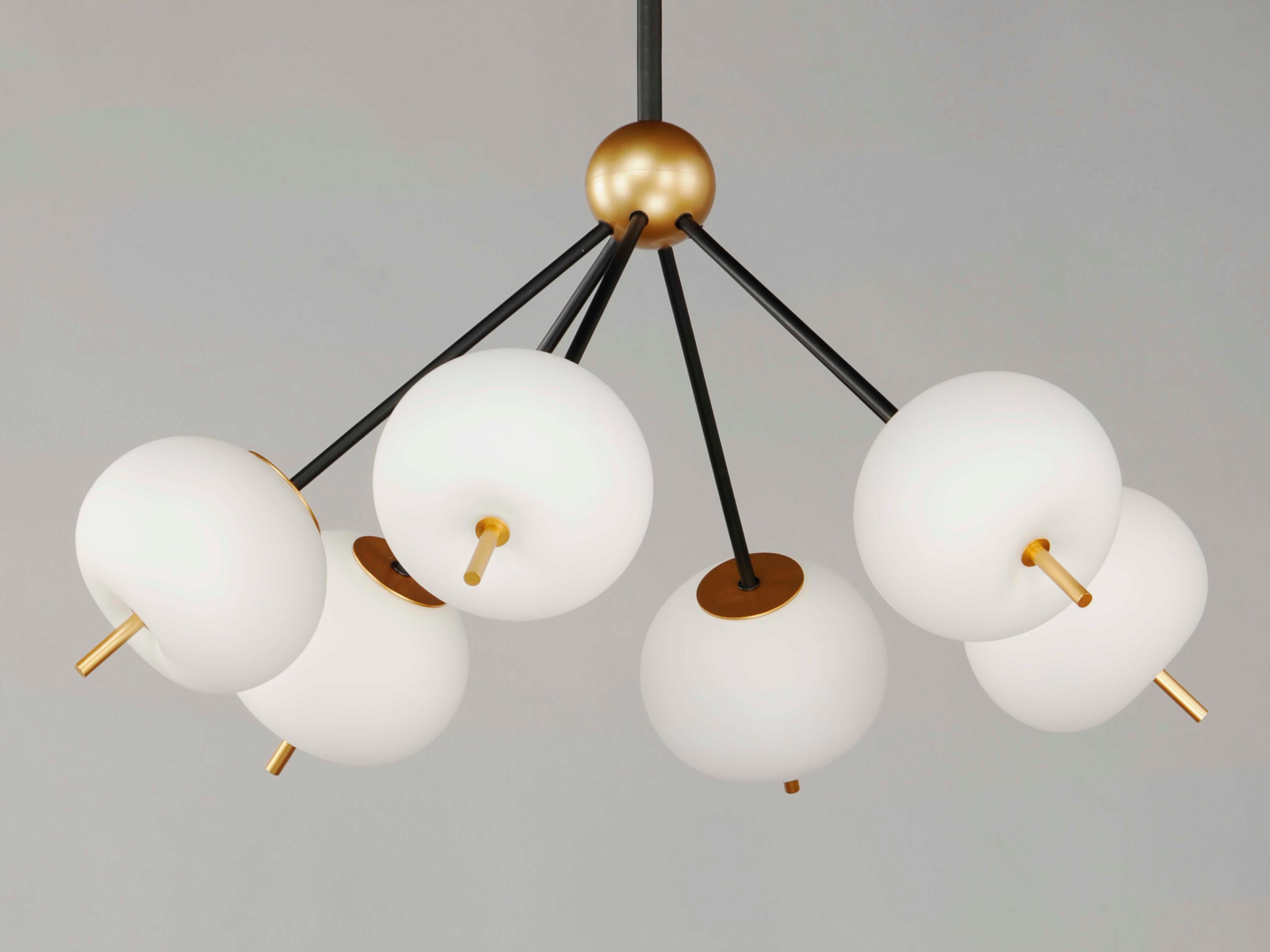 ET2 Quest 6-Light Black Gold Glass LED Globe Pendant