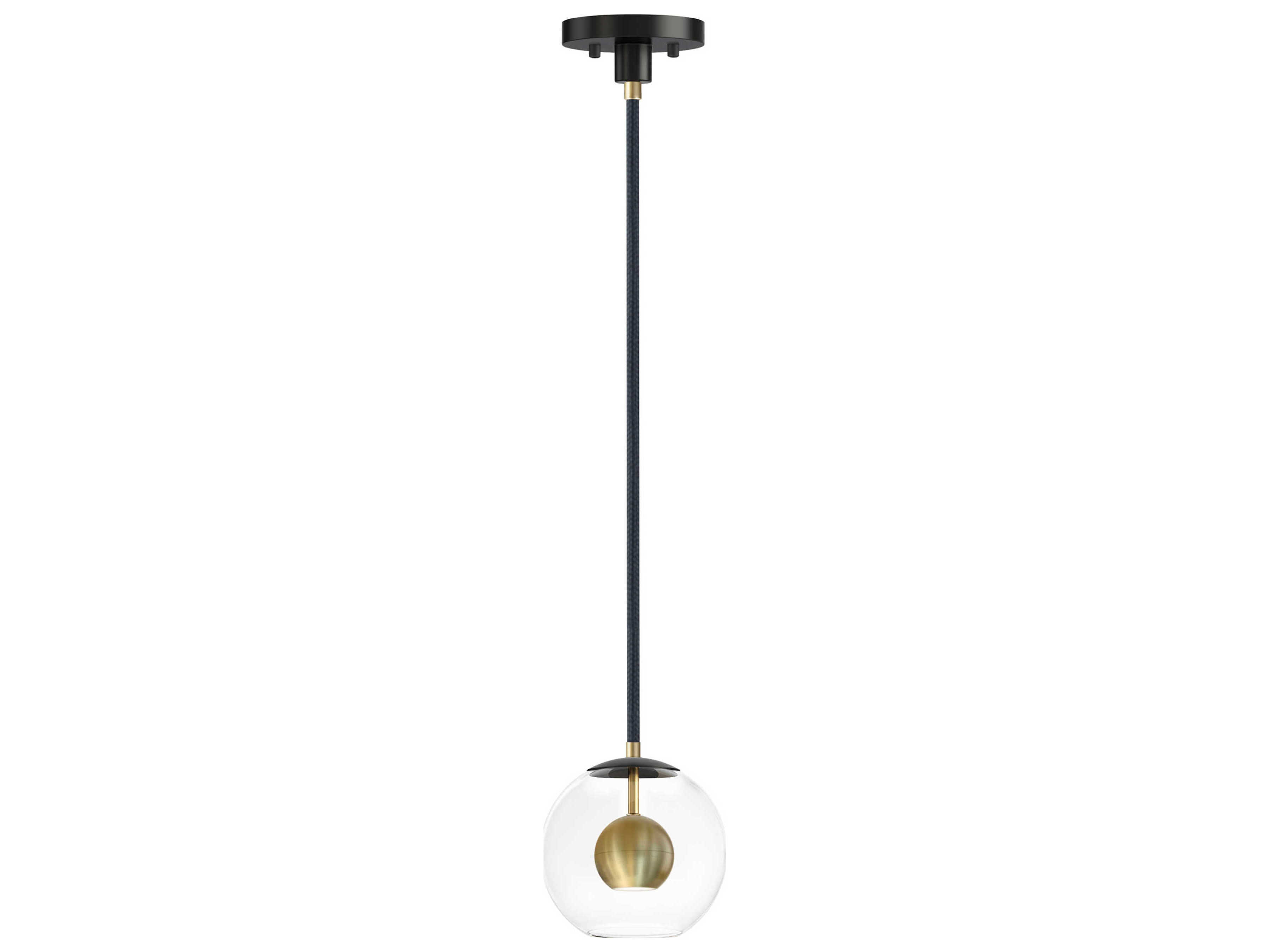 ET2 1-Light Black Natural Aged Brass Glass LED Globe Linear Mini Pendant
