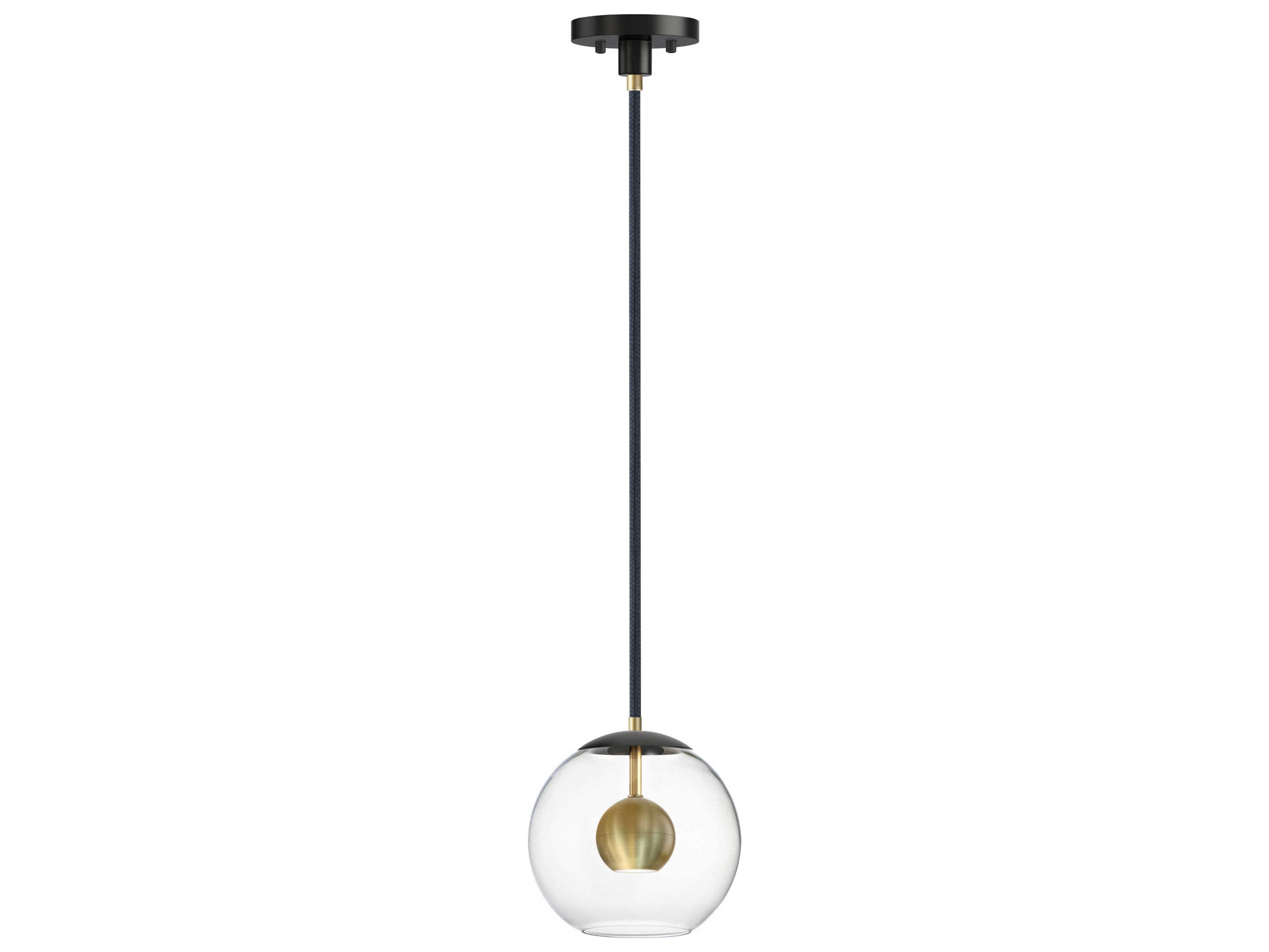 ET2 1-Light Black Natural Aged Brass Glass LED Globe Linear Mini Pendant