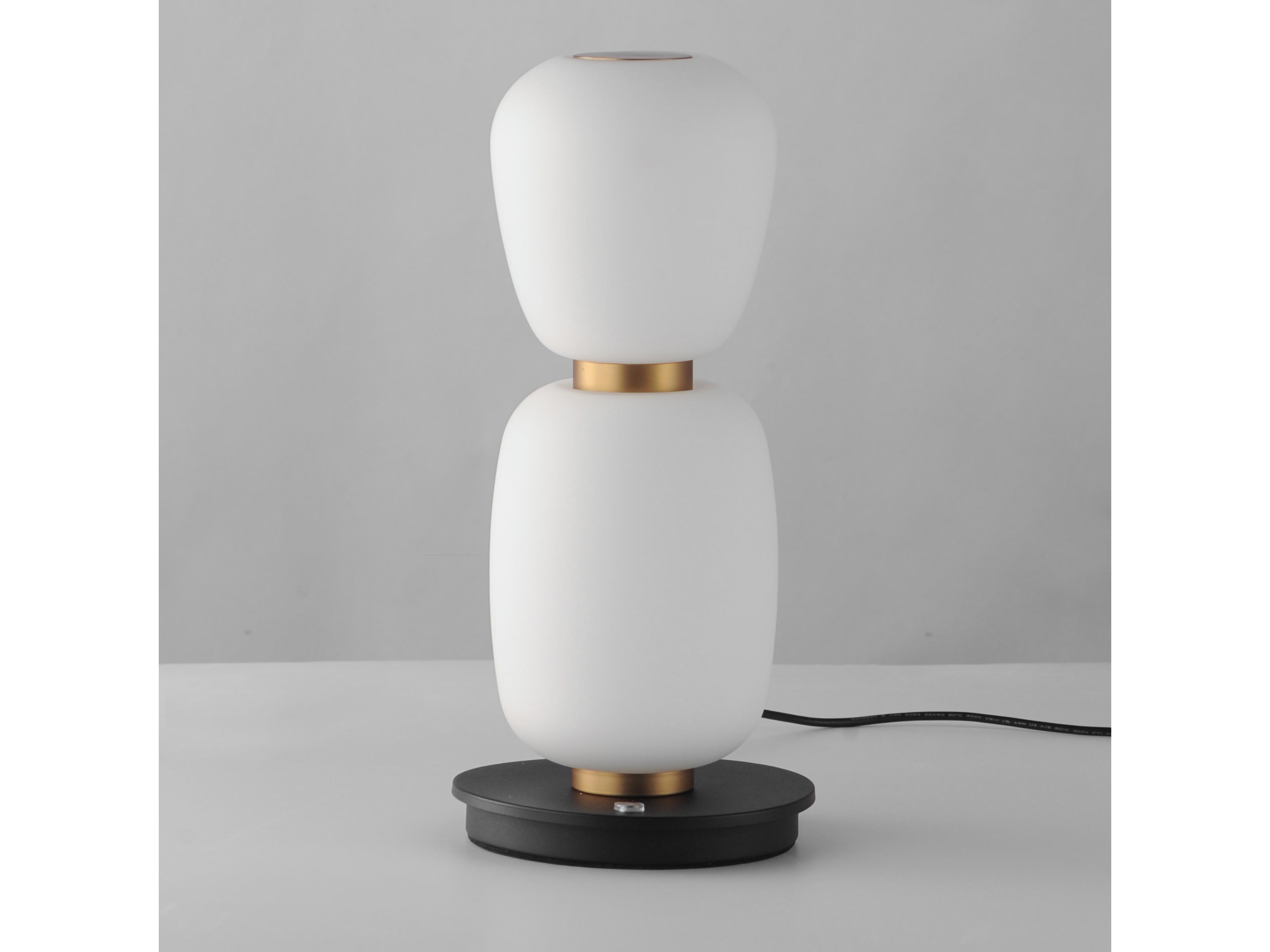 ET2 Soji Black Gold Satin White Glass Table Lamp
