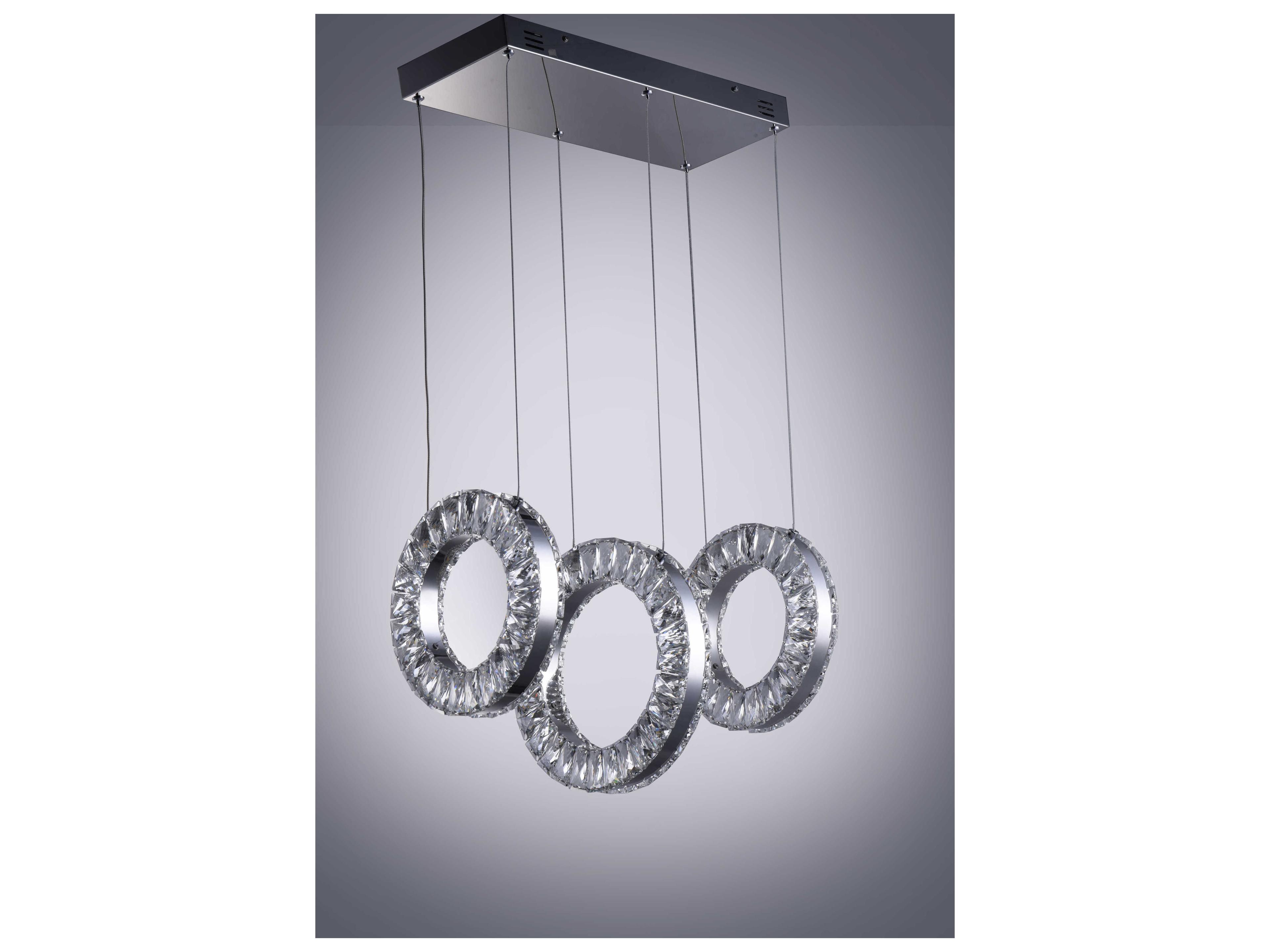ET2 Charm 3-Light Polished Chrome Crystal LED Linear Round Island Pendant