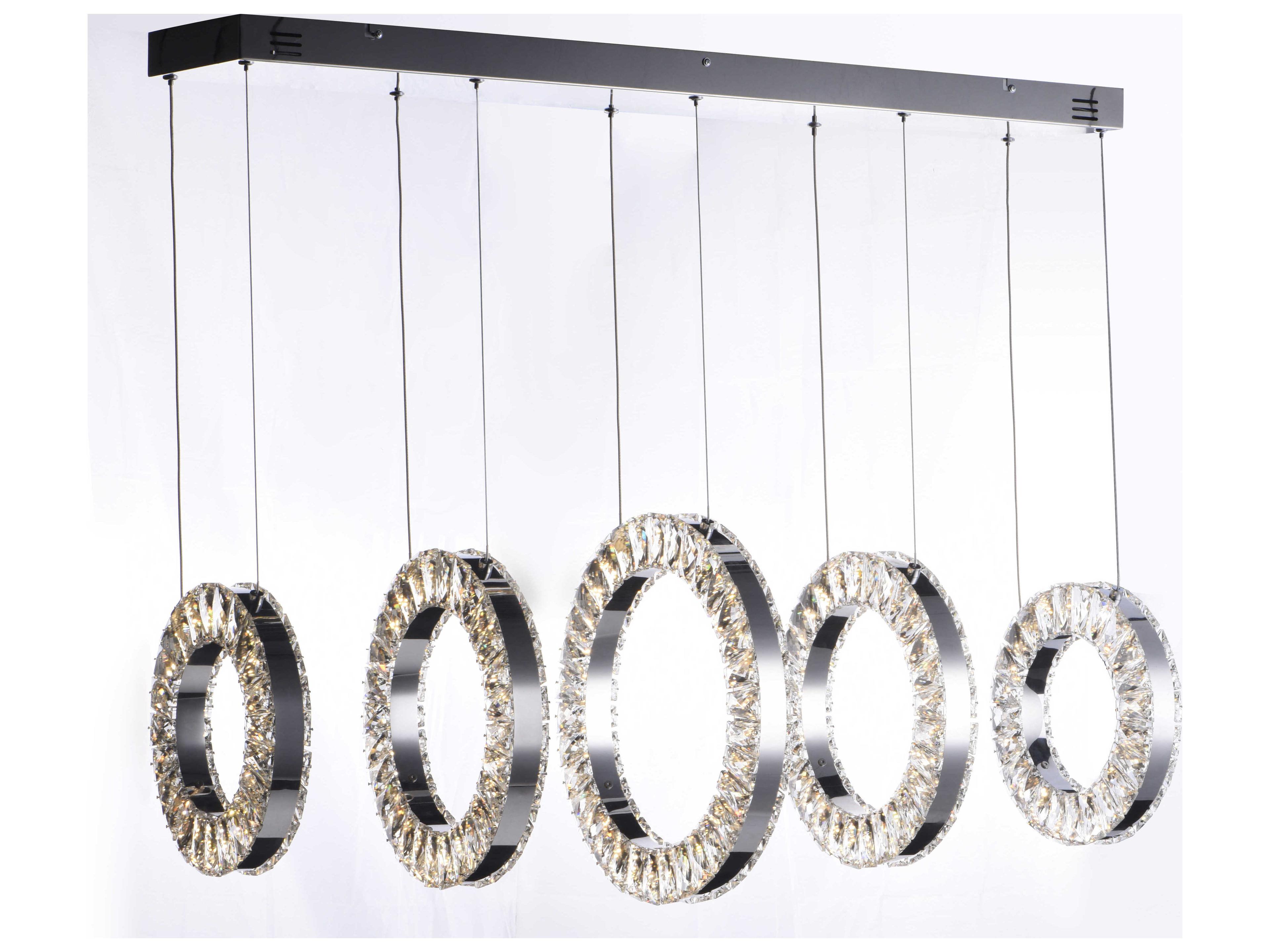 ET2 Charm 5-Light Polished Chrome Crystal LED Linear Round Island Pendant