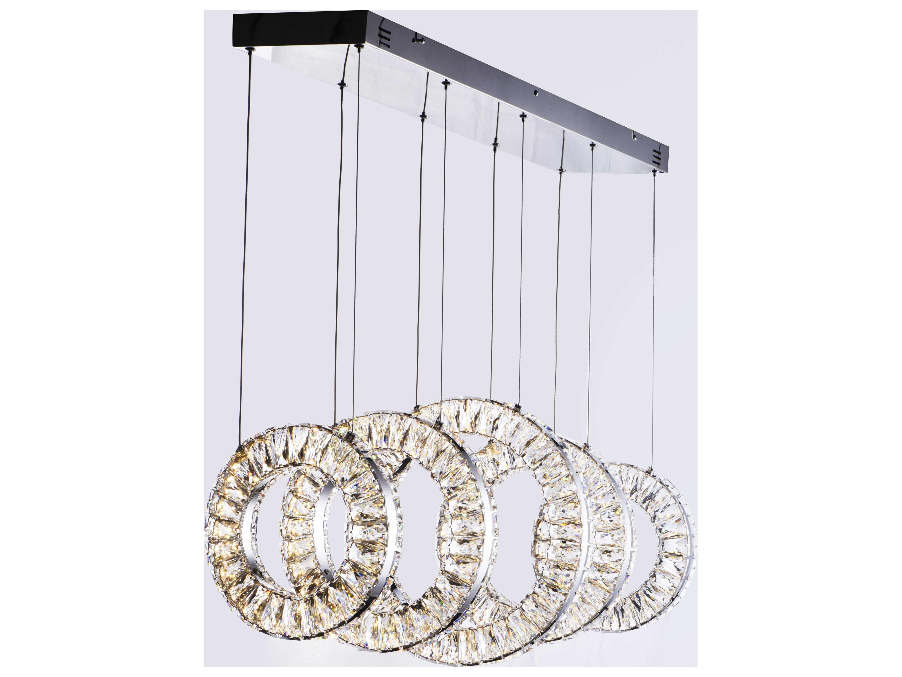 ET2 Charm 5-Light Polished Chrome Crystal LED Linear Round Island Pendant