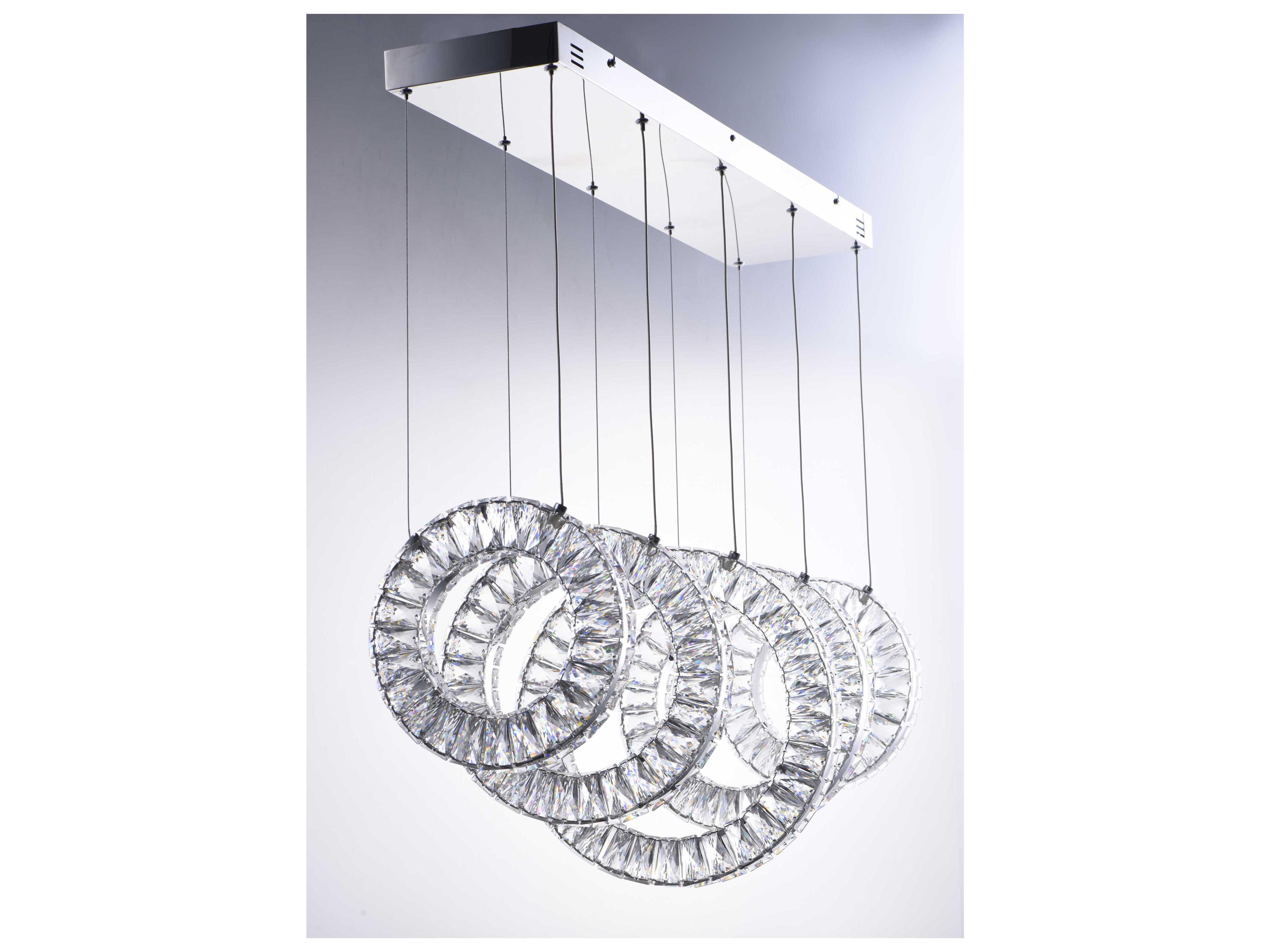 ET2 Charm 5-Light Polished Chrome Crystal LED Linear Round Island Pendant
