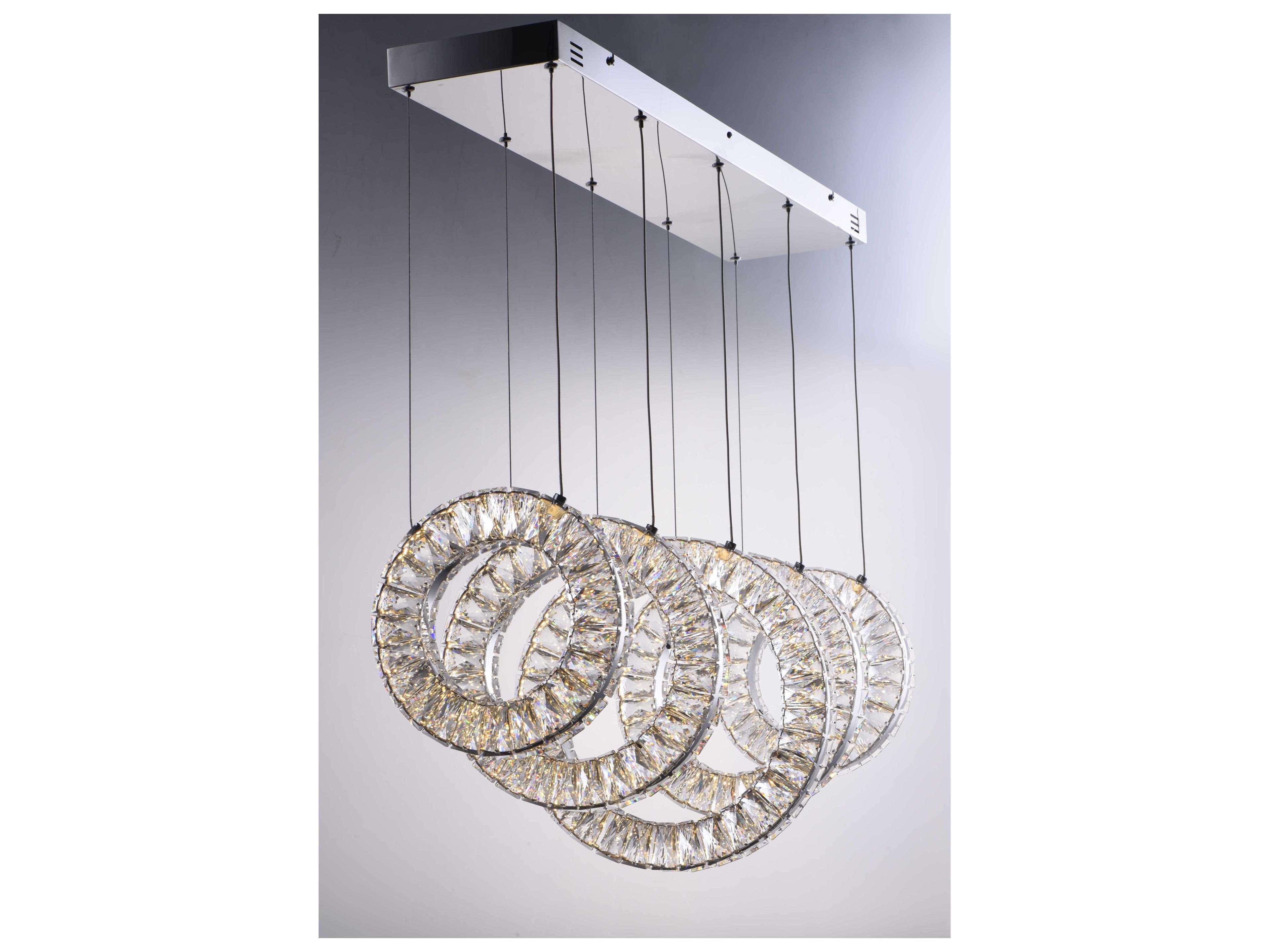 ET2 Charm 5-Light Polished Chrome Crystal LED Linear Round Island Pendant