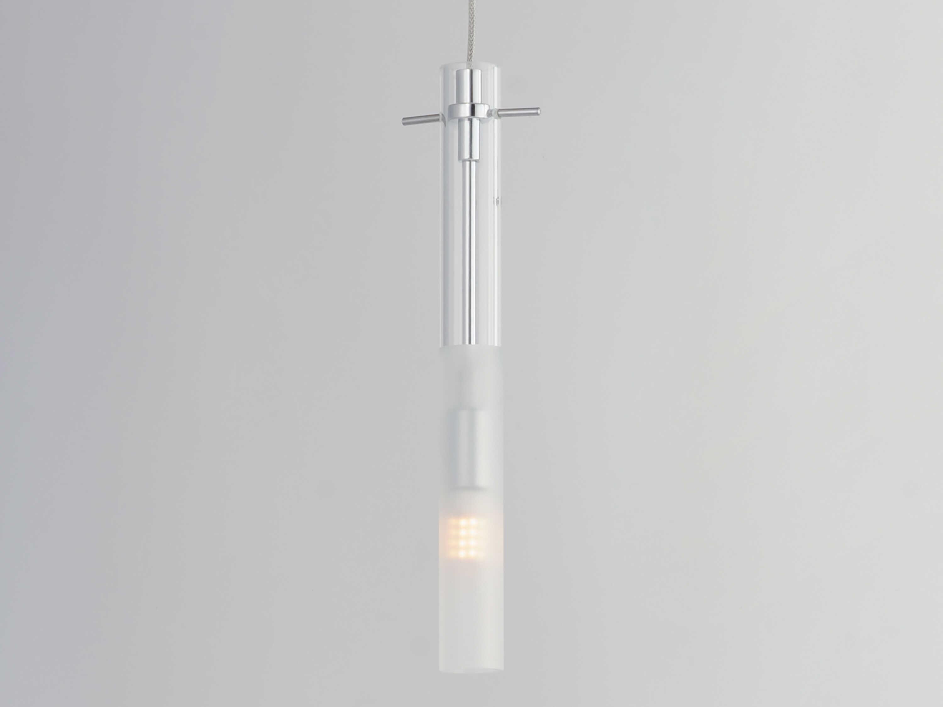 ET2 1-Light Polished Chrome Glass LED Cylinder Linear Mini Pendant