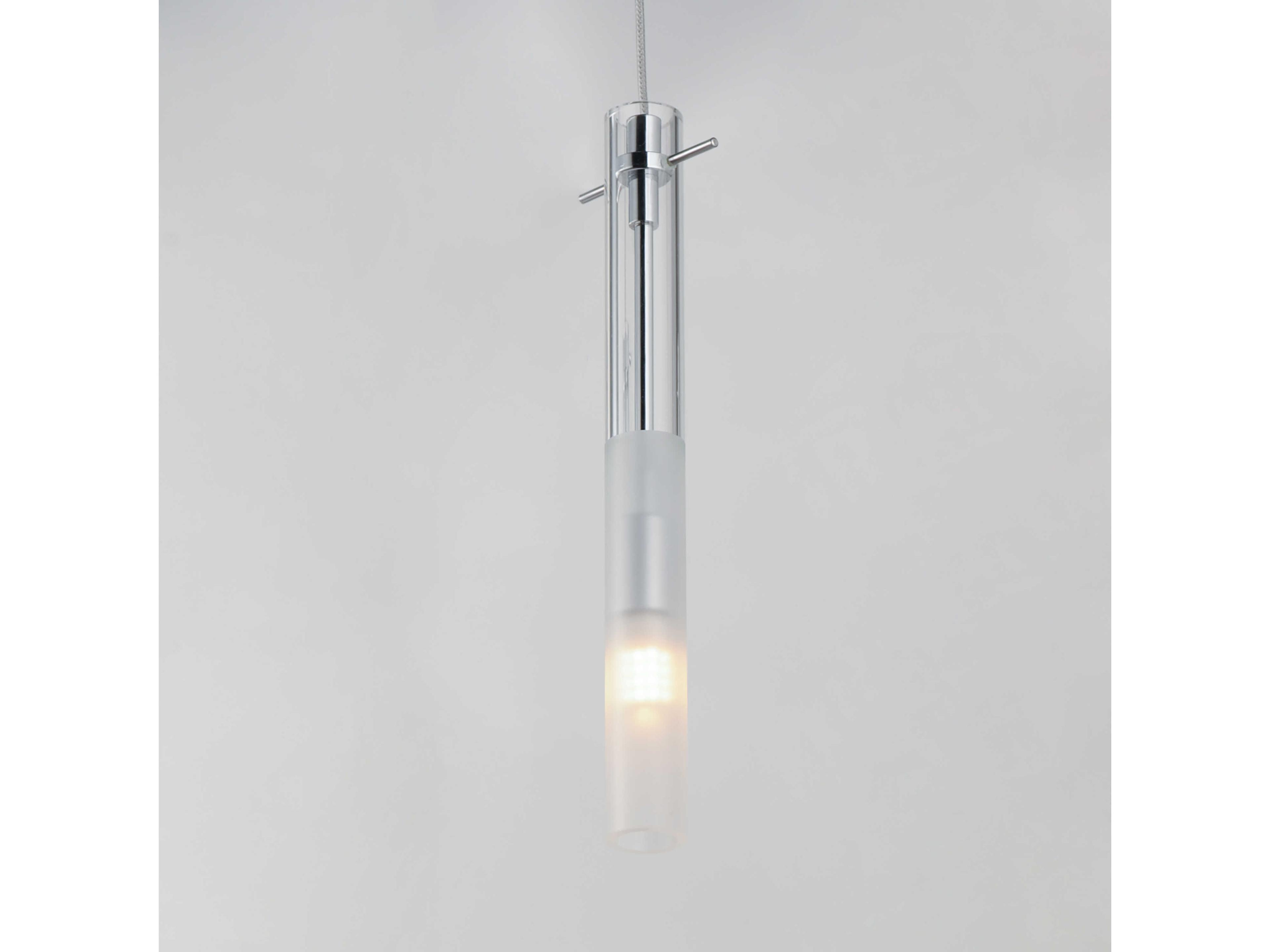 ET2 1-Light Polished Chrome Glass LED Cylinder Linear Mini Pendant