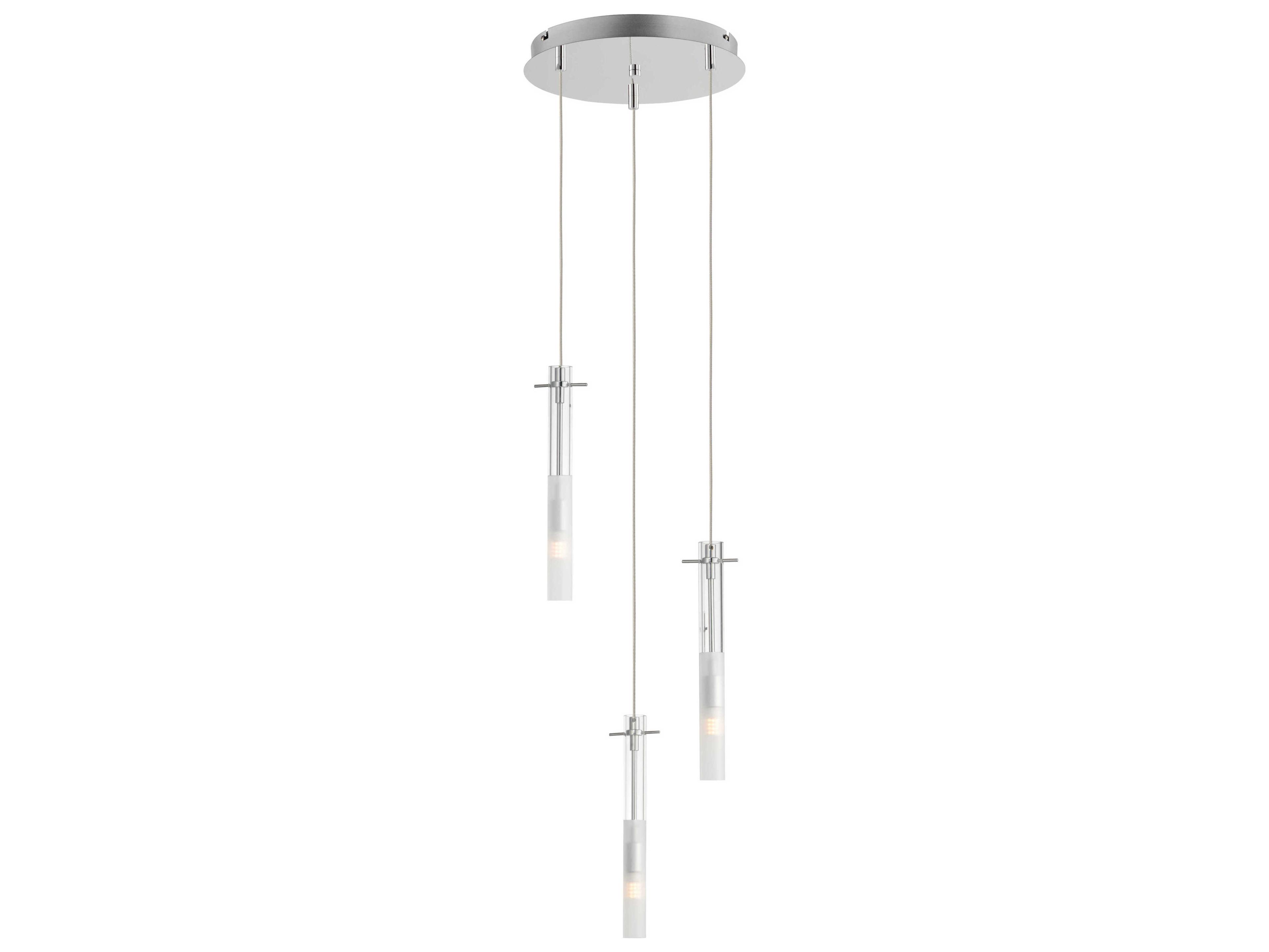 ET2 Pipette 3-Light Polished Chrome Glass LED Cylinder Linear Pendant