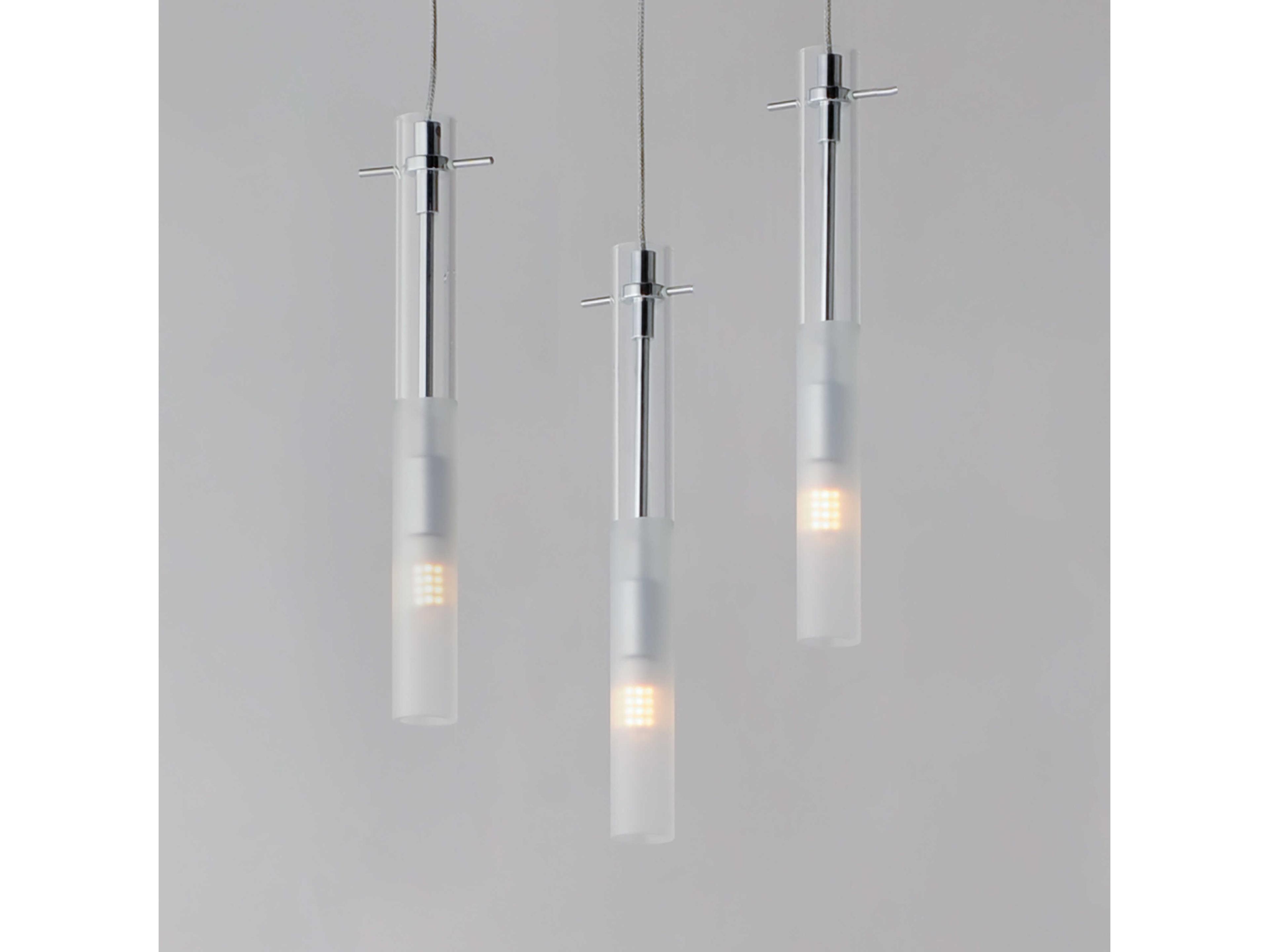 ET2 Pipette 3-Light Polished Chrome Glass LED Cylinder Linear Pendant