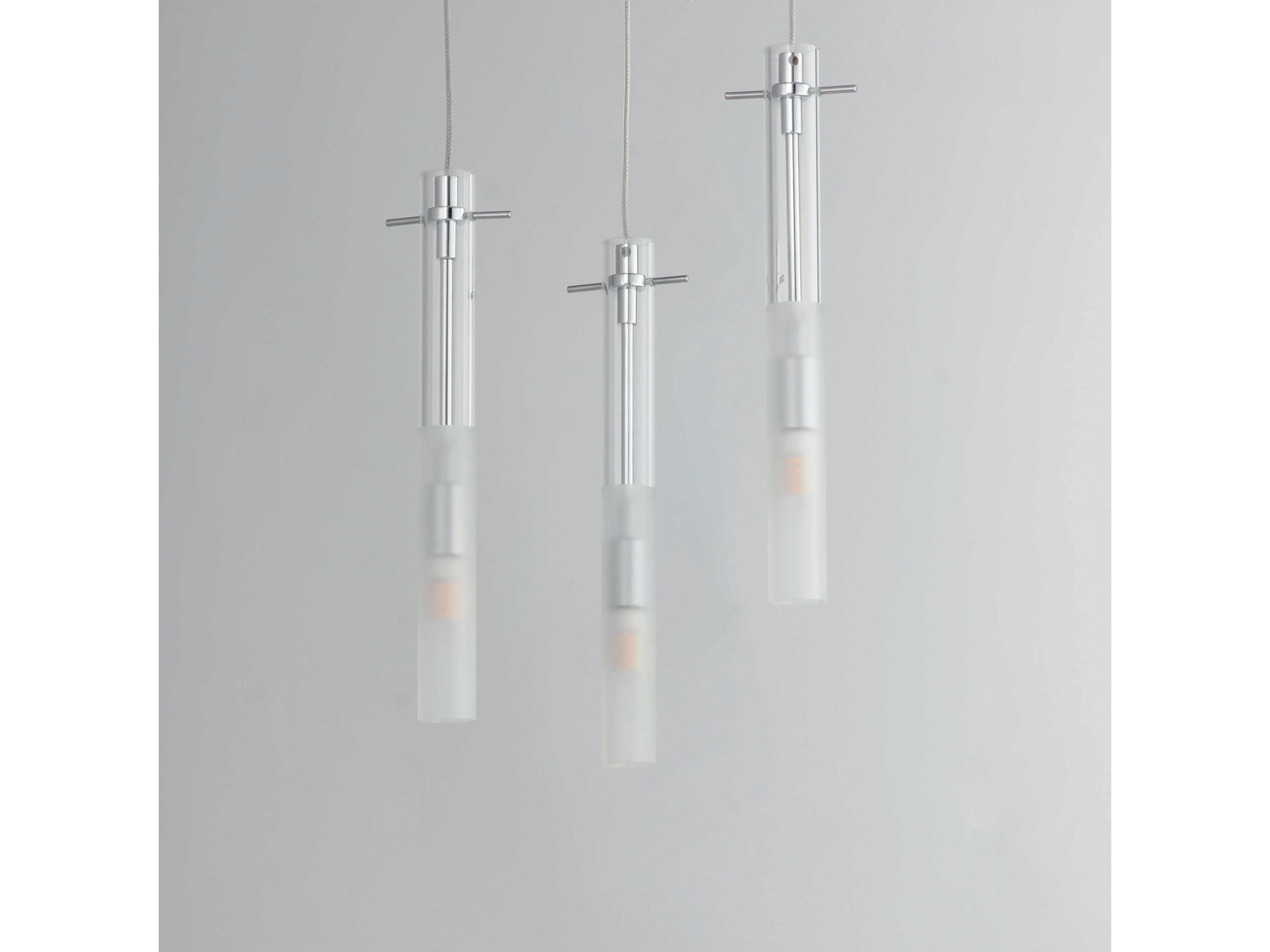 ET2 Pipette 3-Light Polished Chrome Glass LED Cylinder Linear Pendant