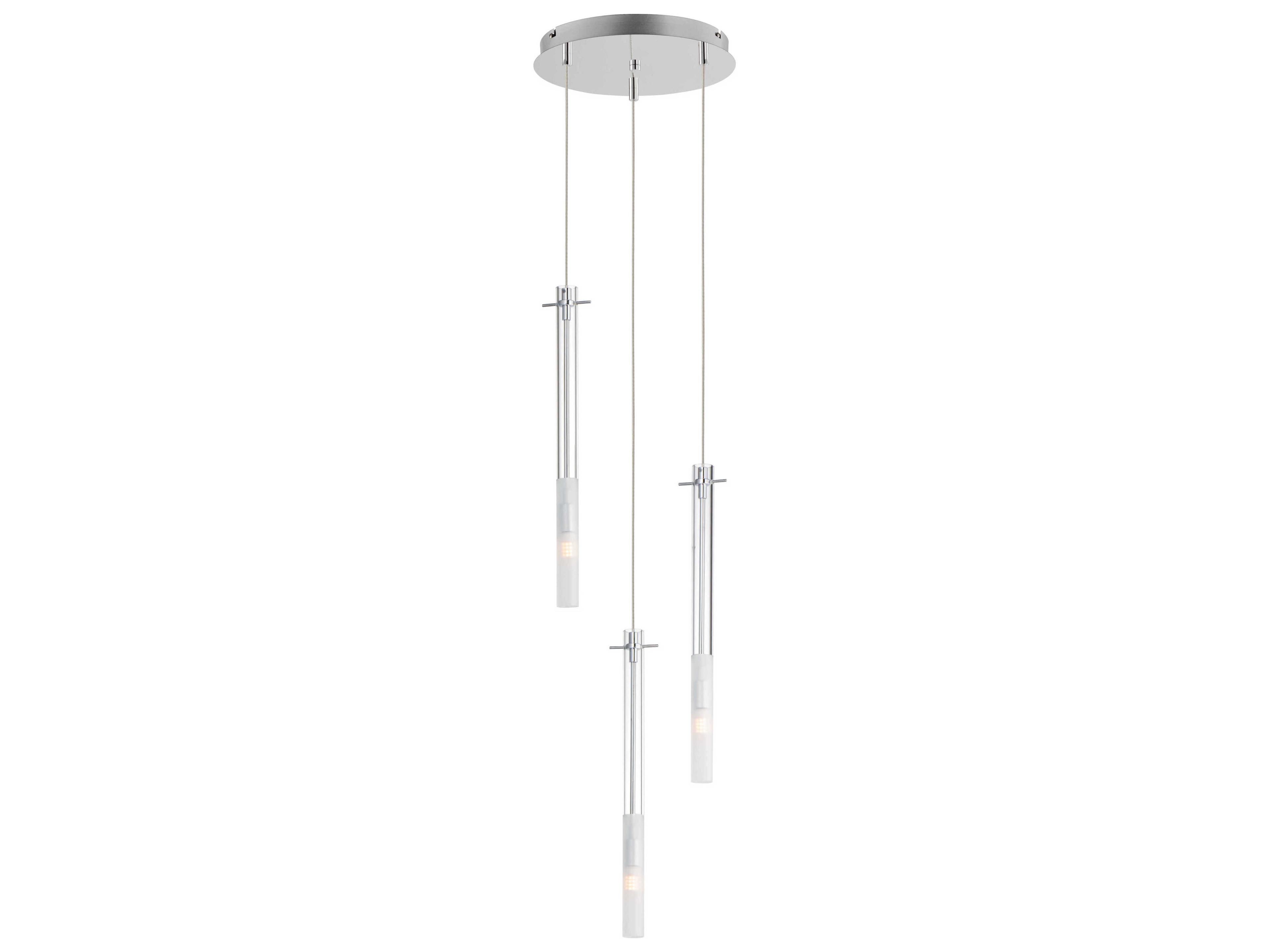 ET2 Pipette 3-Light Polished Chrome Glass LED Cylinder Linear Pendant
