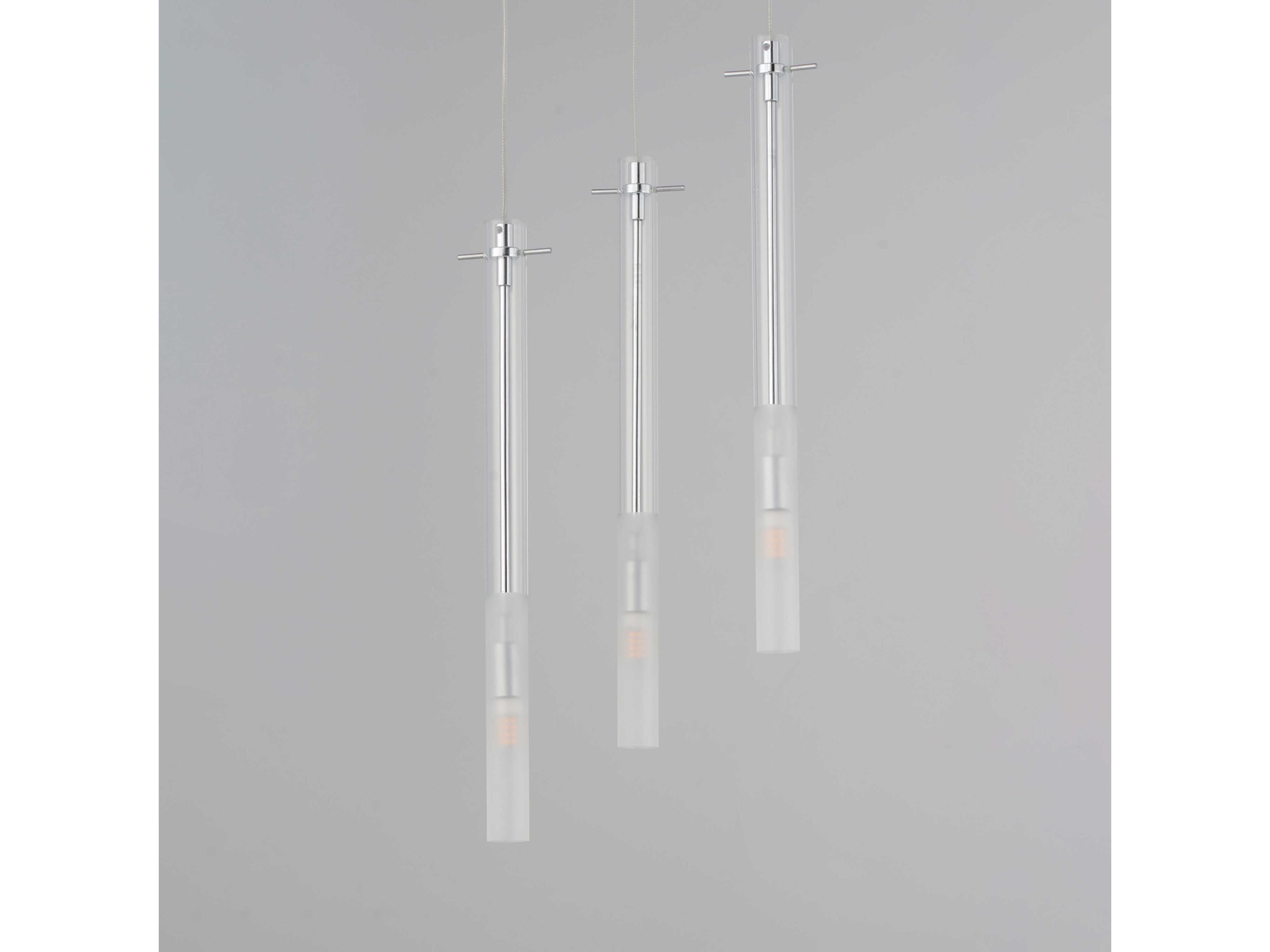 ET2 Pipette 3-Light Polished Chrome Glass LED Cylinder Linear Pendant