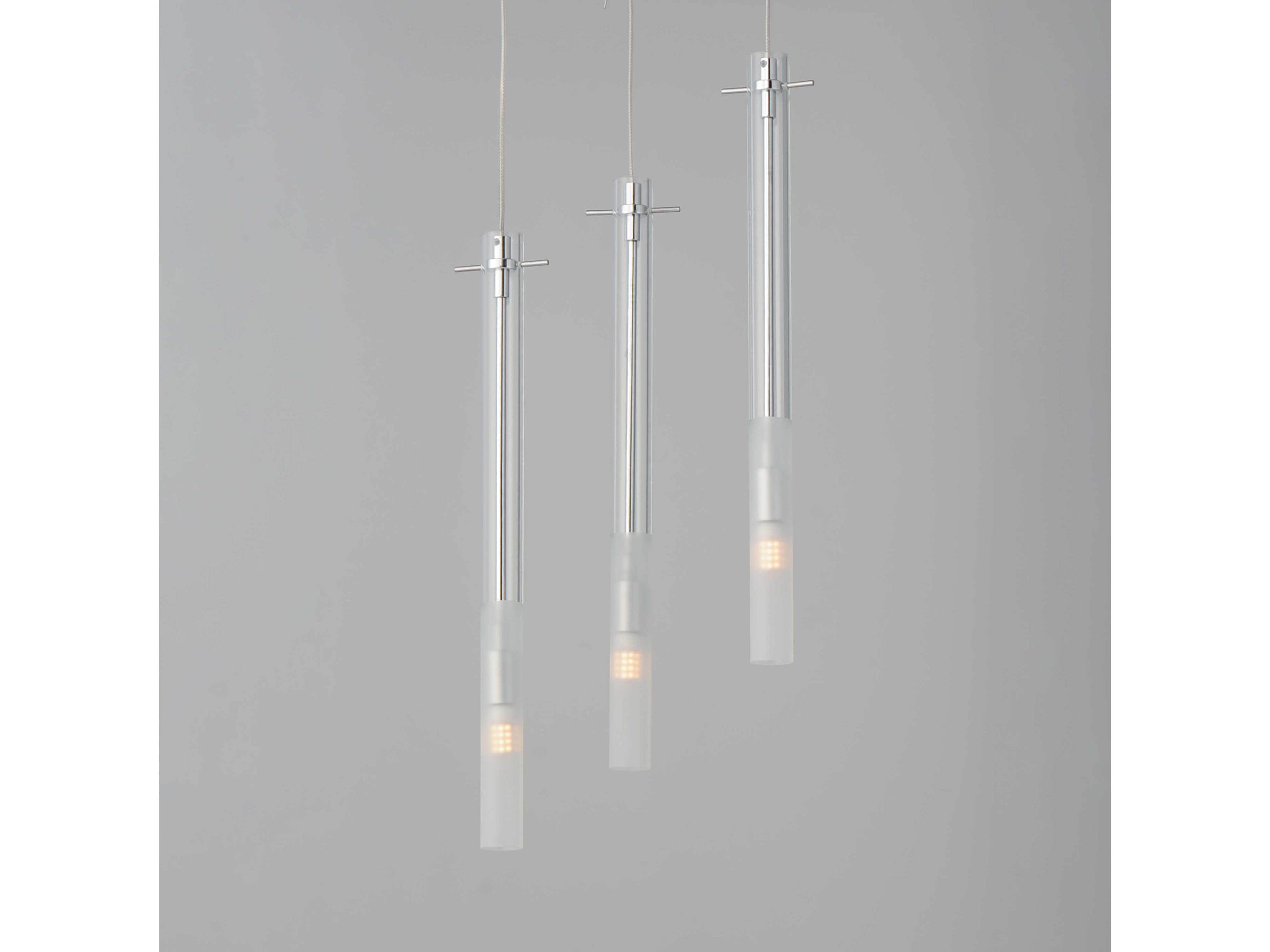 ET2 Pipette 3-Light Polished Chrome Glass LED Cylinder Linear Pendant