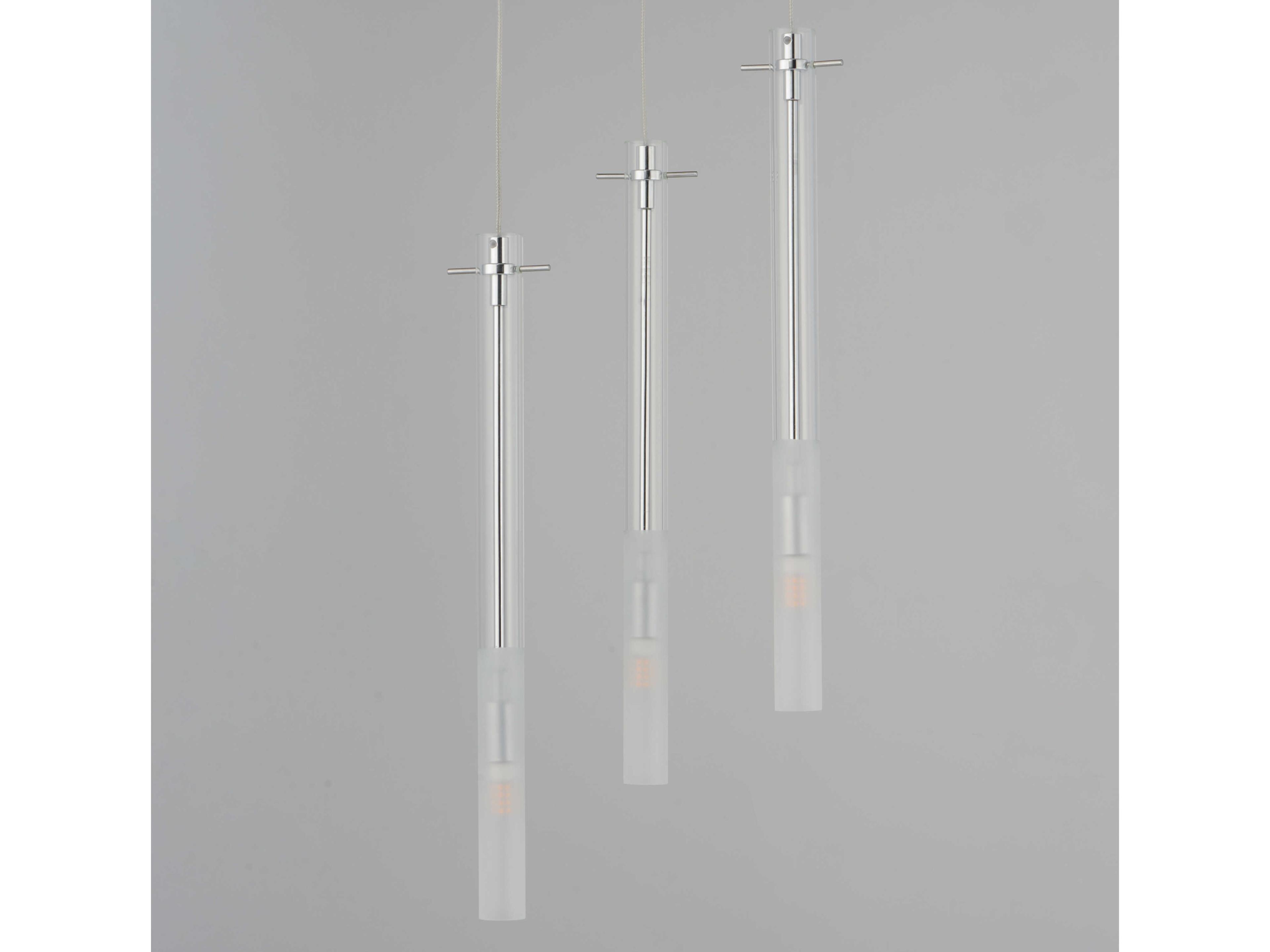 ET2 Pipette 3-Light Polished Chrome Glass LED Cylinder Linear Pendant