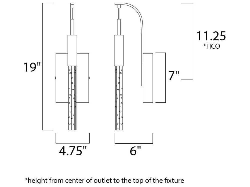 ET2 Scepter 1-Light Black Chrome Glass LED Wall Sconce