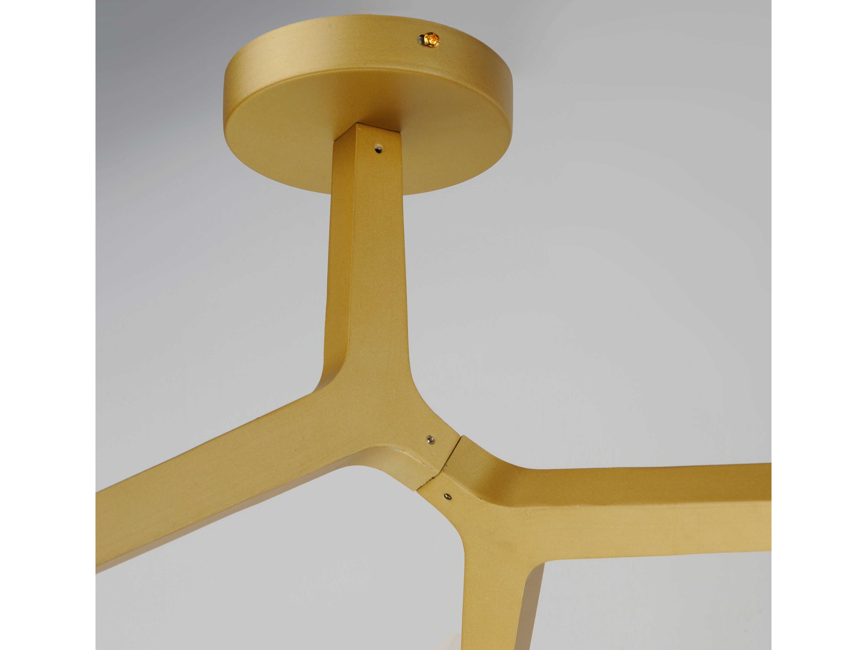 ET2 Blossom 3-Light Natural Aged Brass Glass LED Geometric Semi Flush Mount