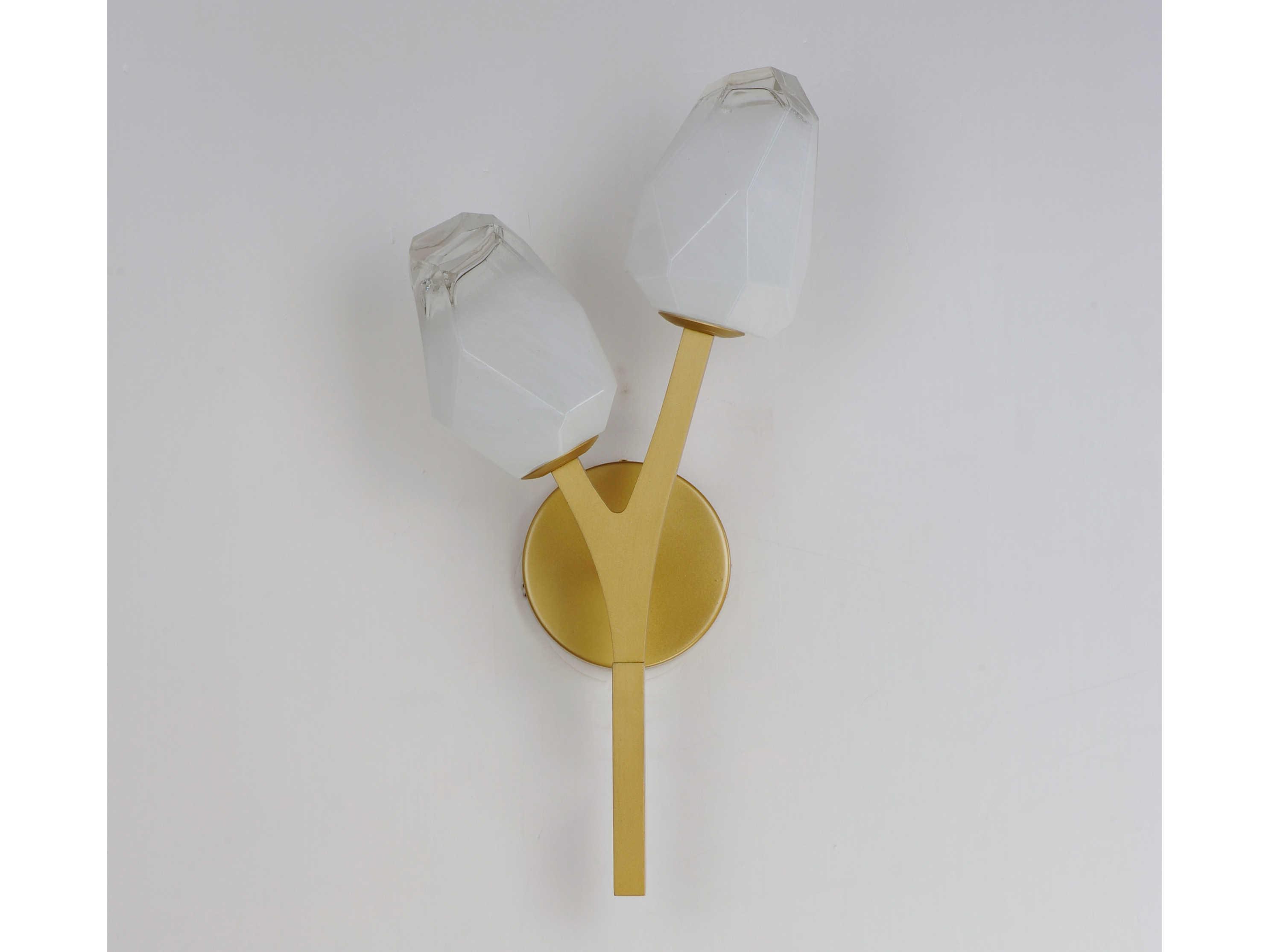 ET2 Blossom 2-Light Natural Aged Brass Glass LED Wall Sconce