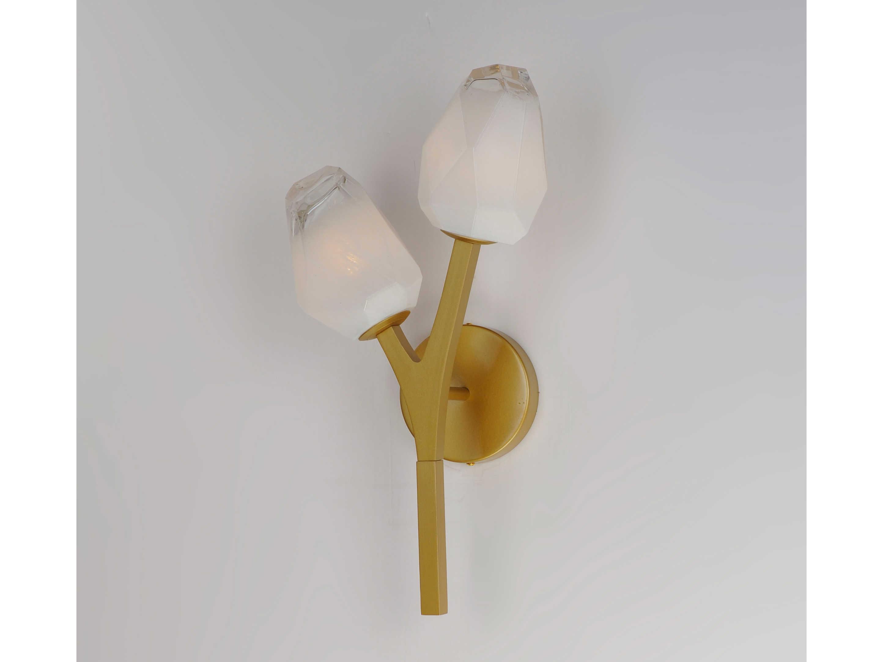 ET2 Blossom 2-Light Natural Aged Brass Glass LED Wall Sconce