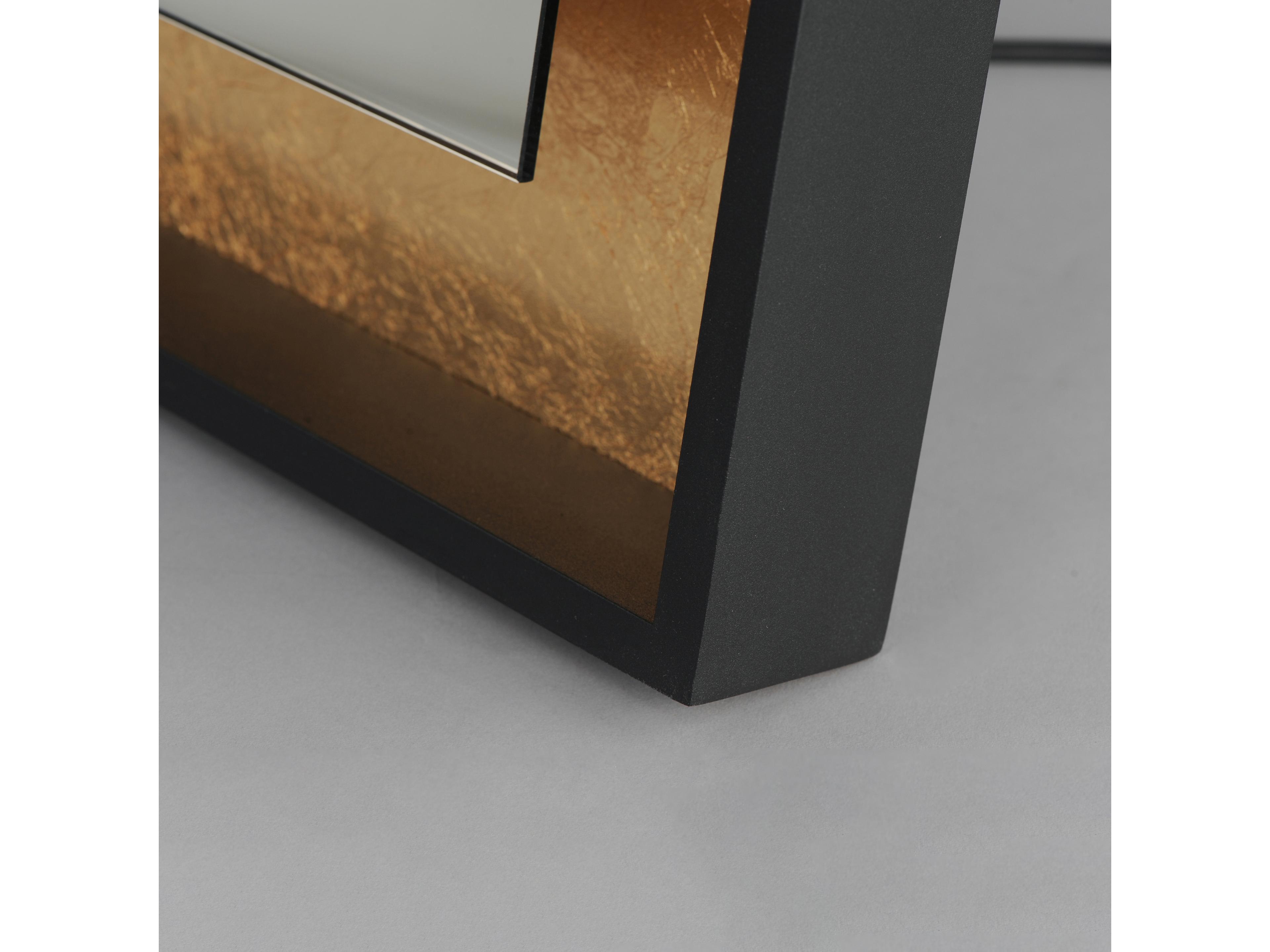 ET2 Floating Gold Leaf Black Rectangular Floor Mirror