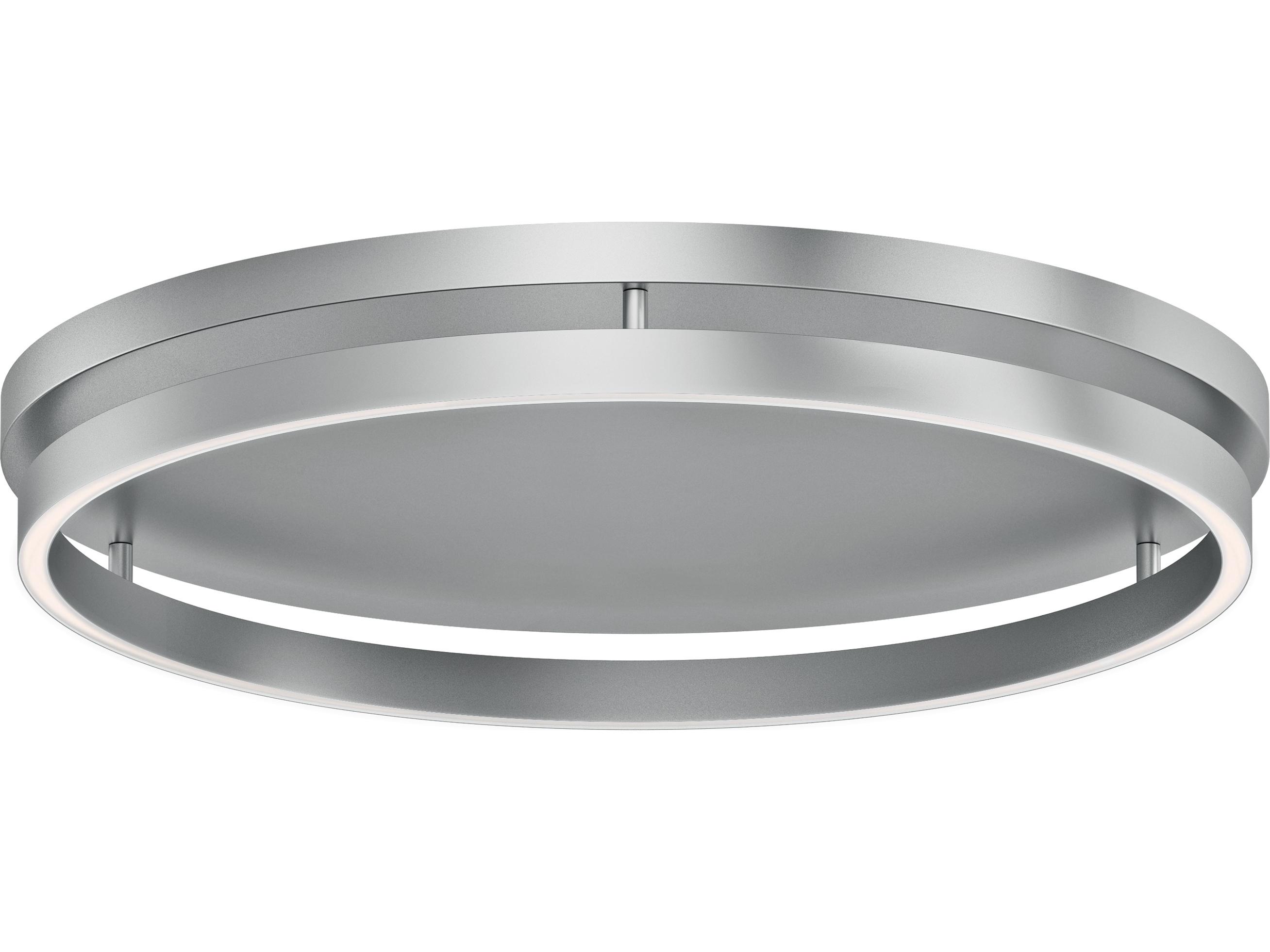 ET2 Groove 1-Light Brushed Aluminum Silver Round Flush Mount