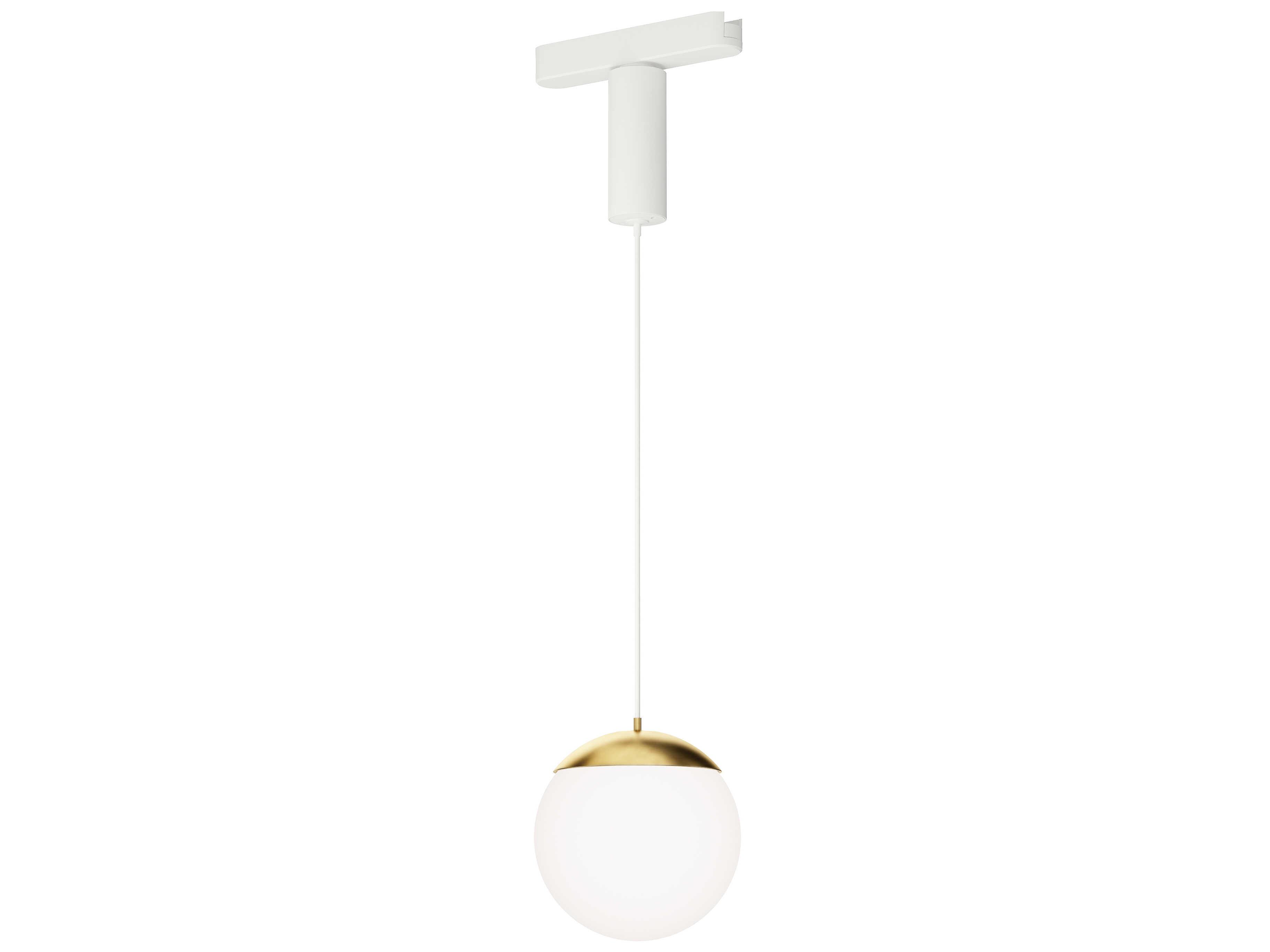 ET2 1-Light White Natural Aged Brass Globe Track & Rail Light