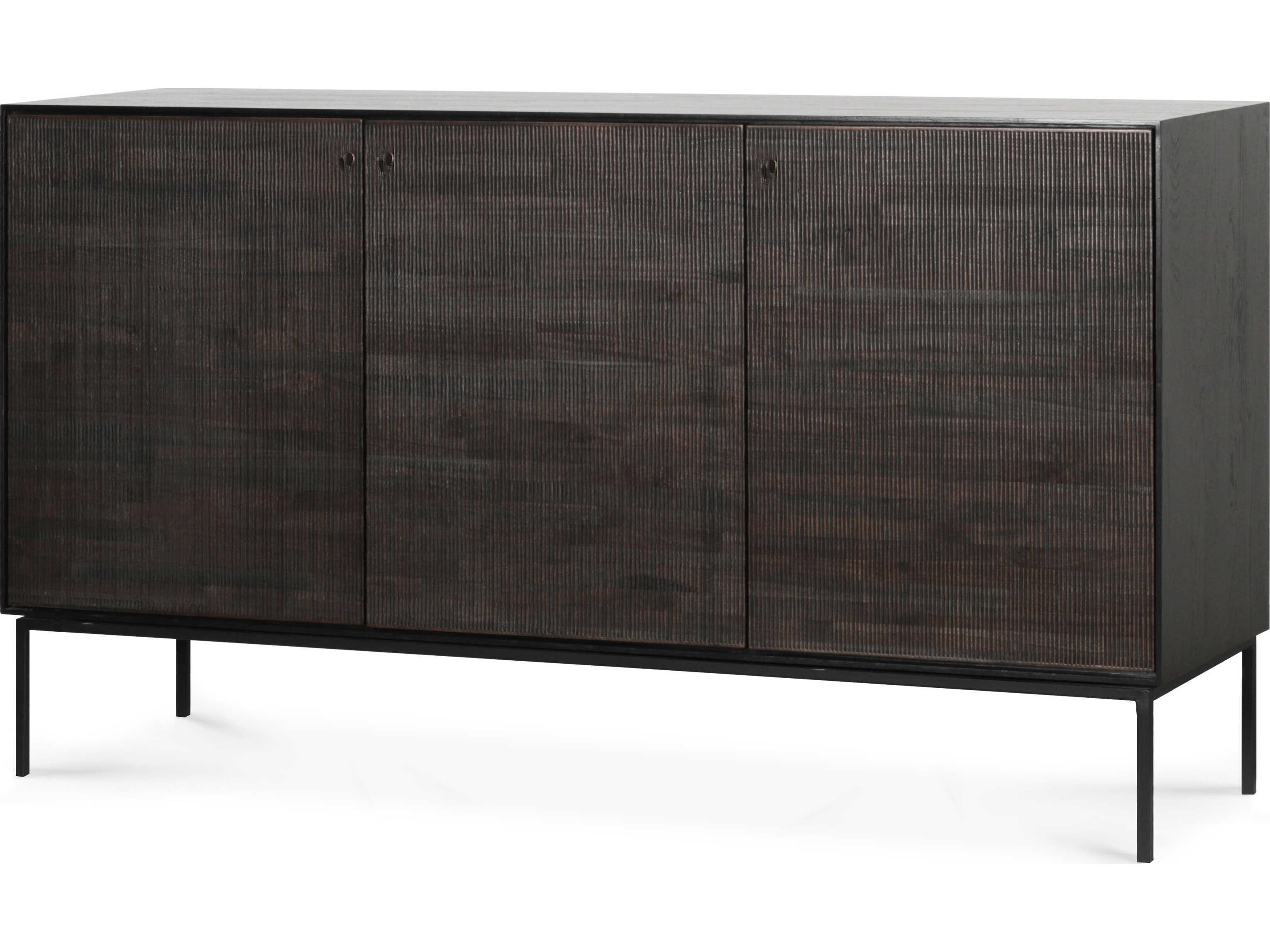 Ethnicraft Grooves Teak Black Sideboard