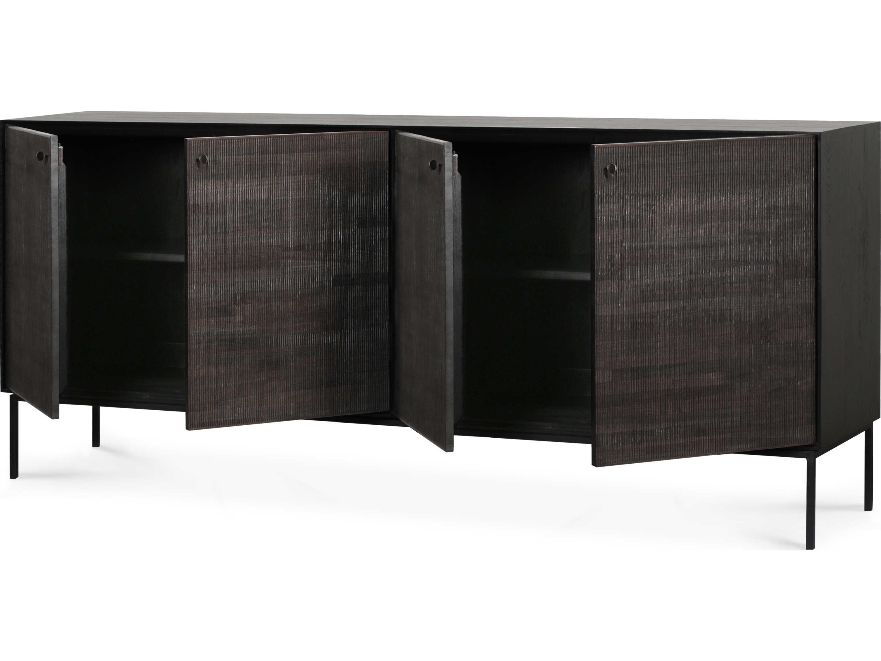 Ethnicraft Grooves Teak Black Sideboard