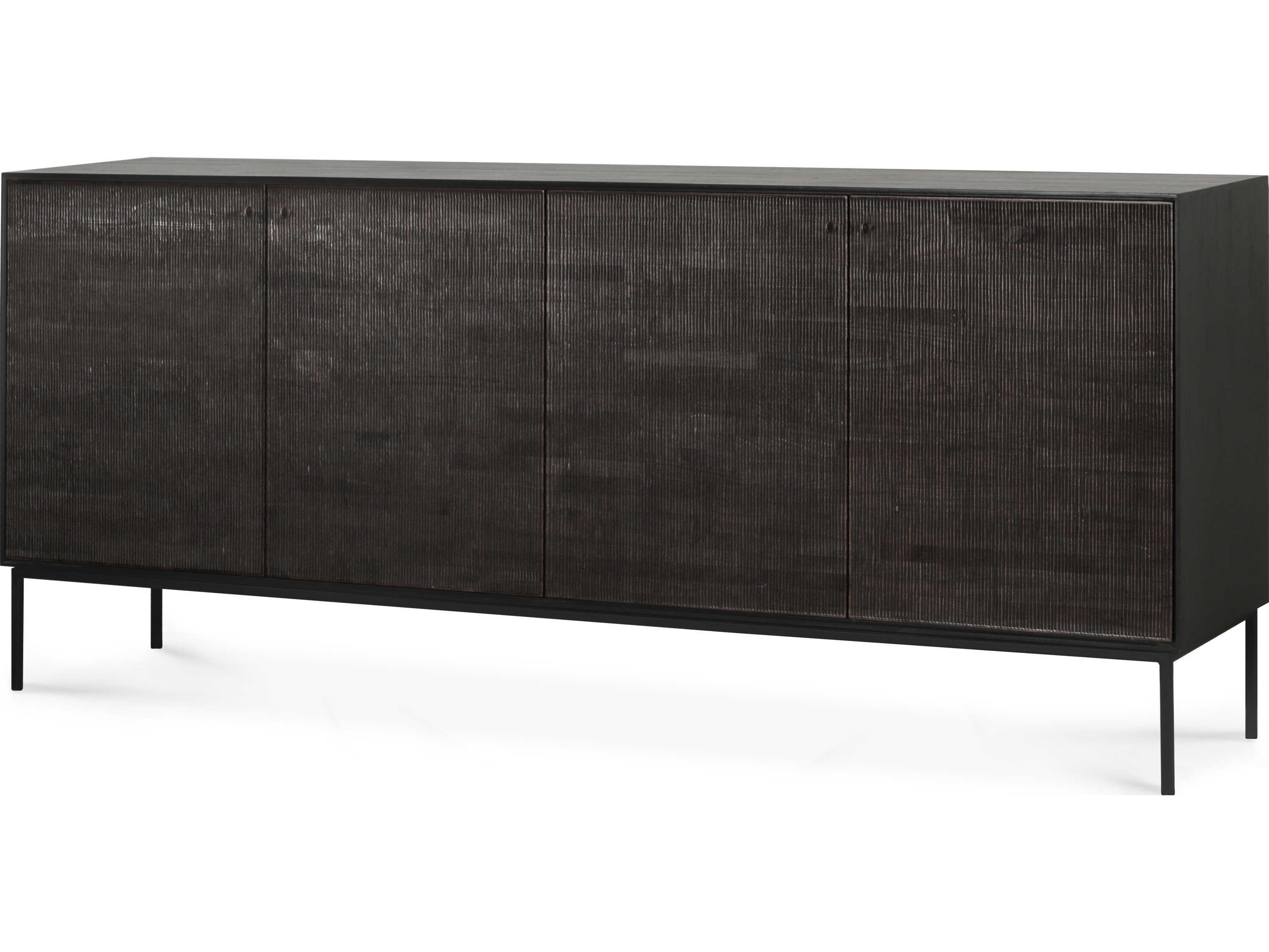 Ethnicraft Grooves Teak Black Sideboard