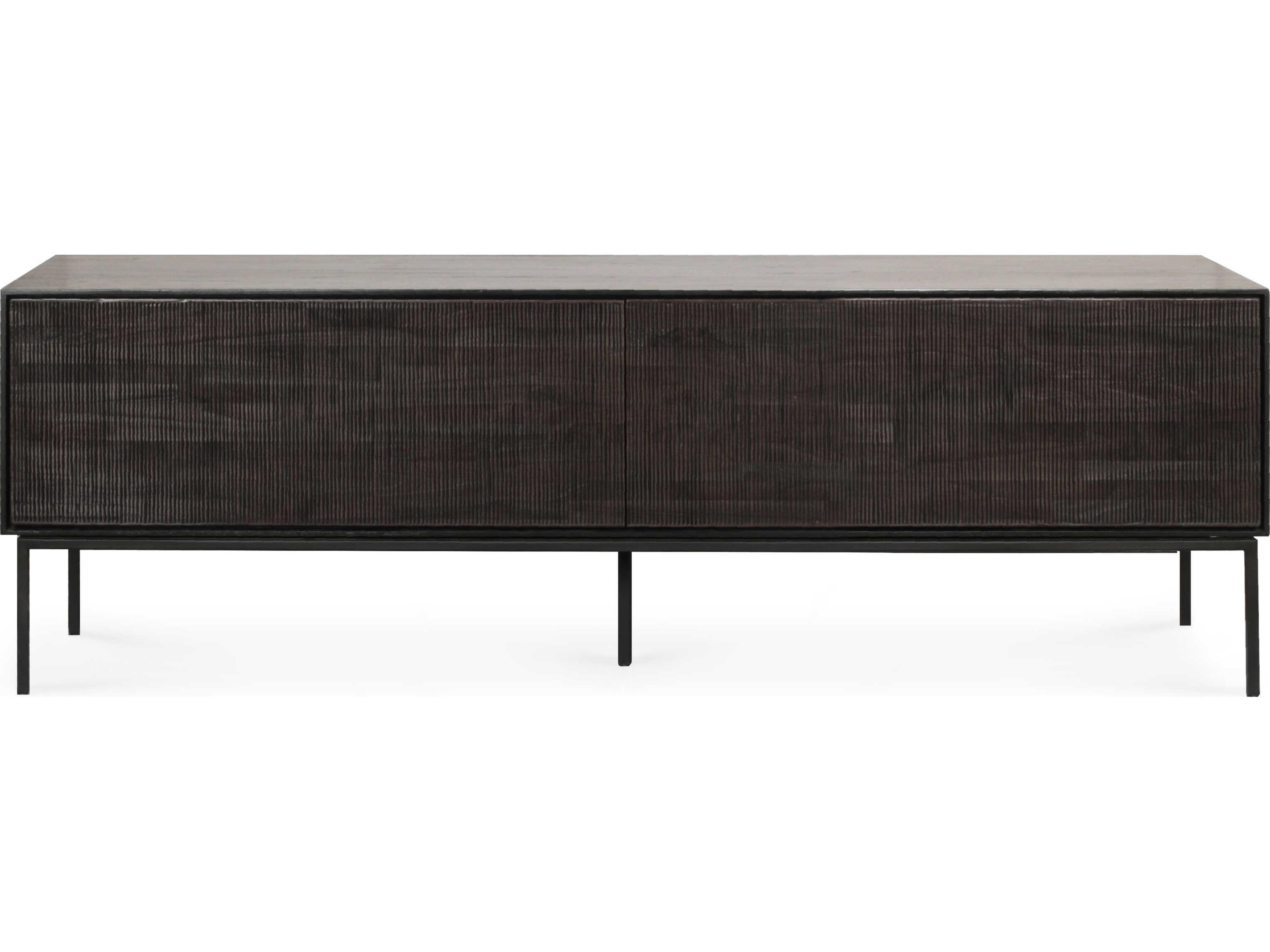 Ethnicraft Grooves Teak Black Tv Cupboard