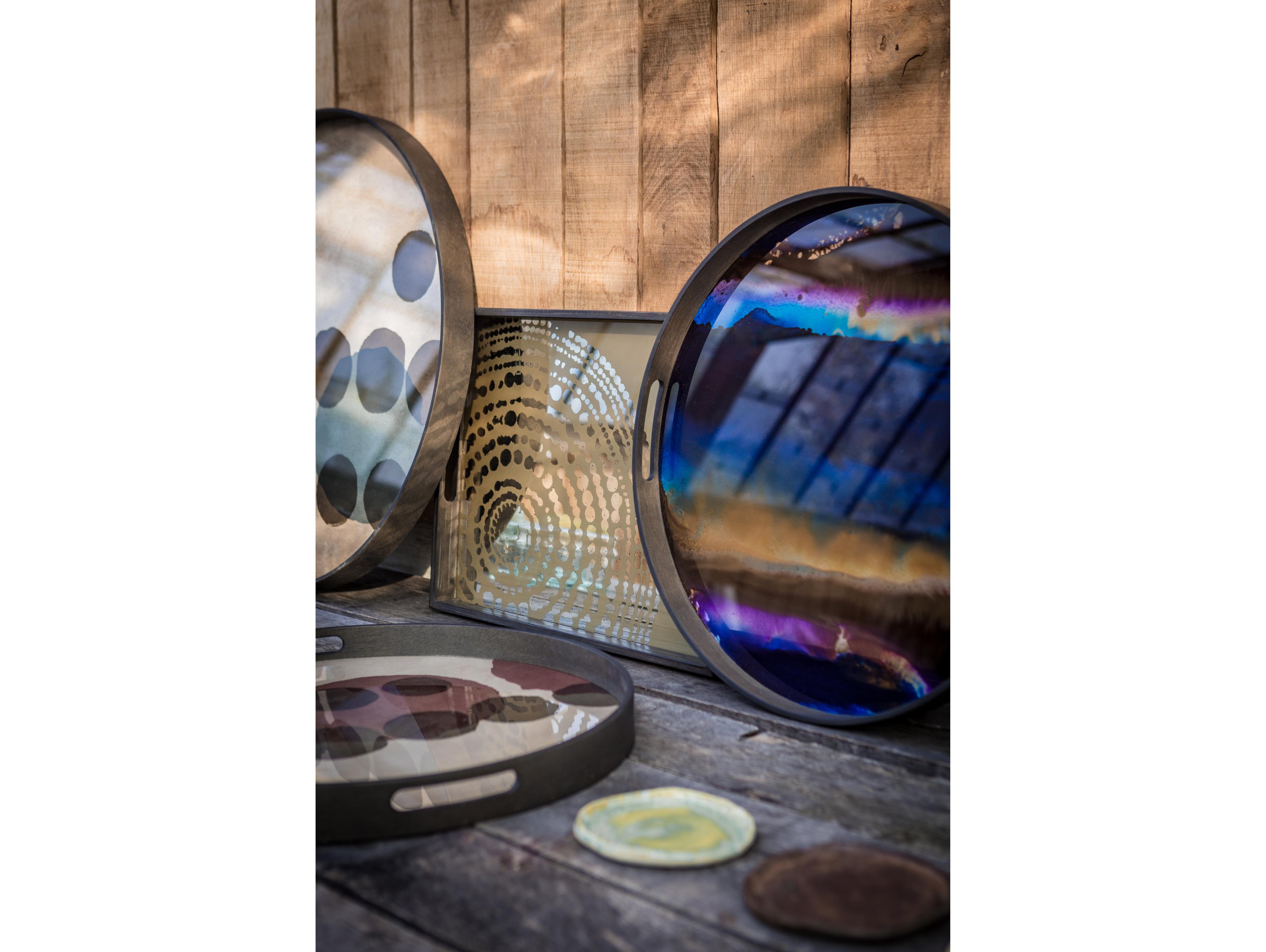 Ethnicraft Organic Indigo Glass Tray