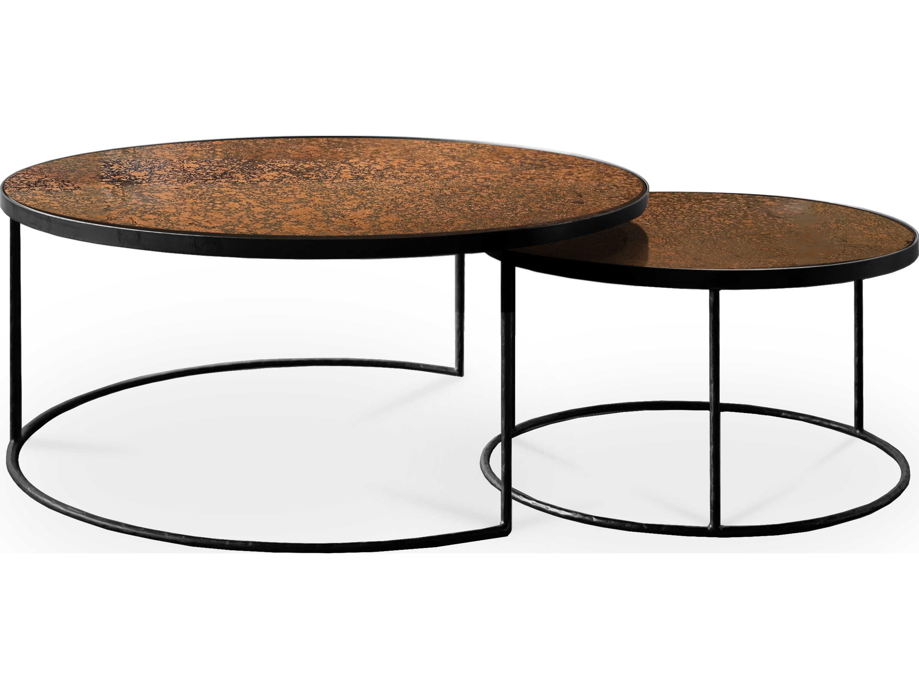 Ethnicraft Nesting Bronze Coffee Table Set