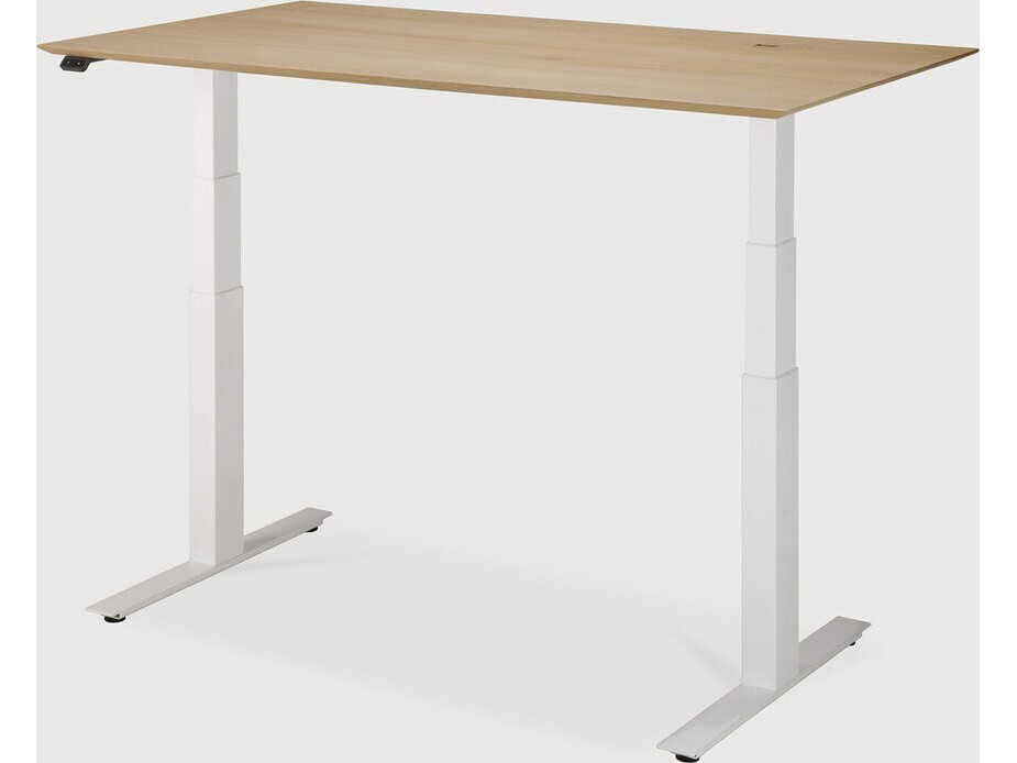 Ethnicraft Bok Oak With White Adjustable Desk