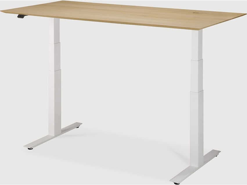 Ethnicraft Bok Oak With White Adjustable Desk