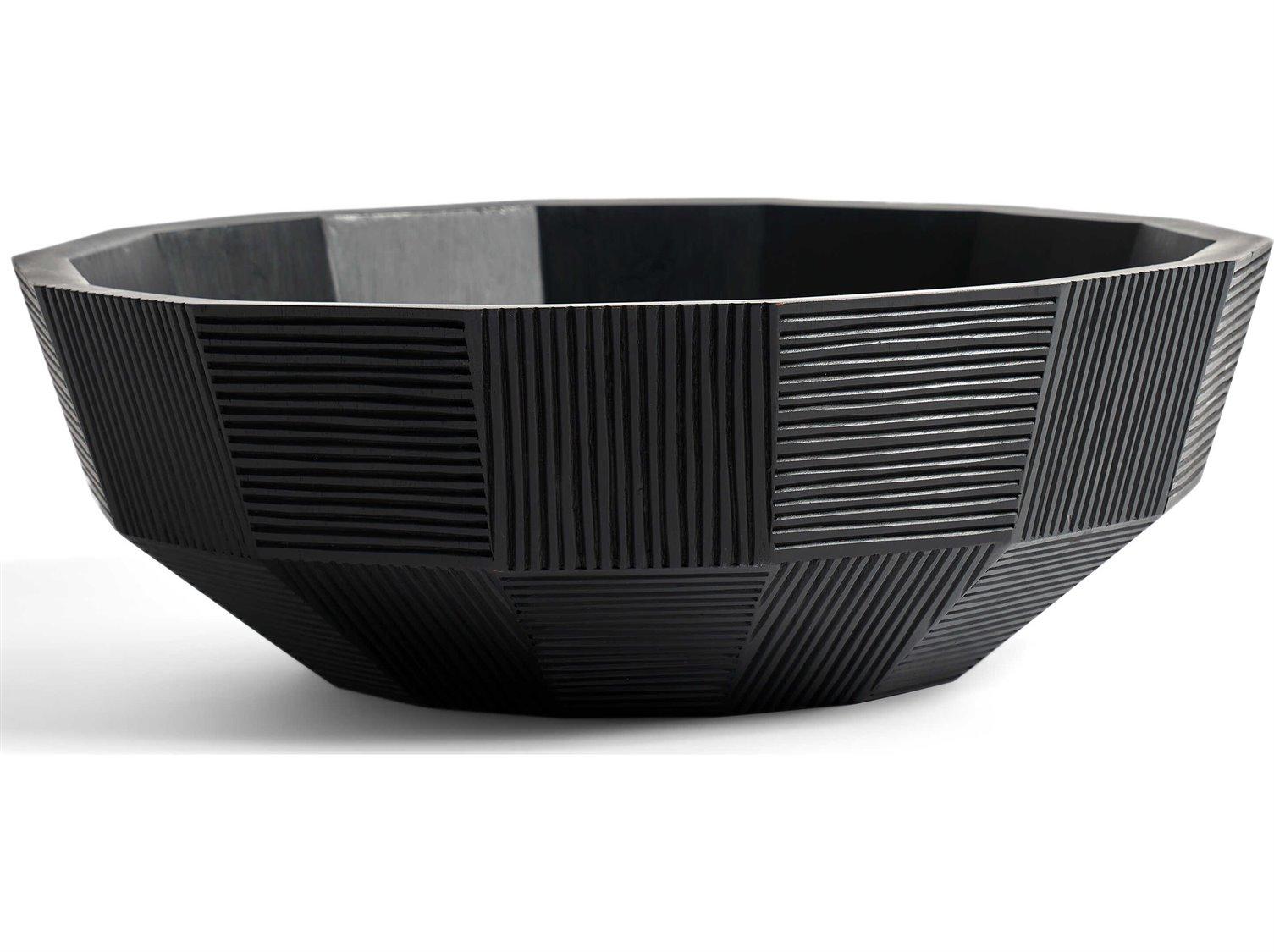 Ethnicraft Striped Mahogany Black Bowl