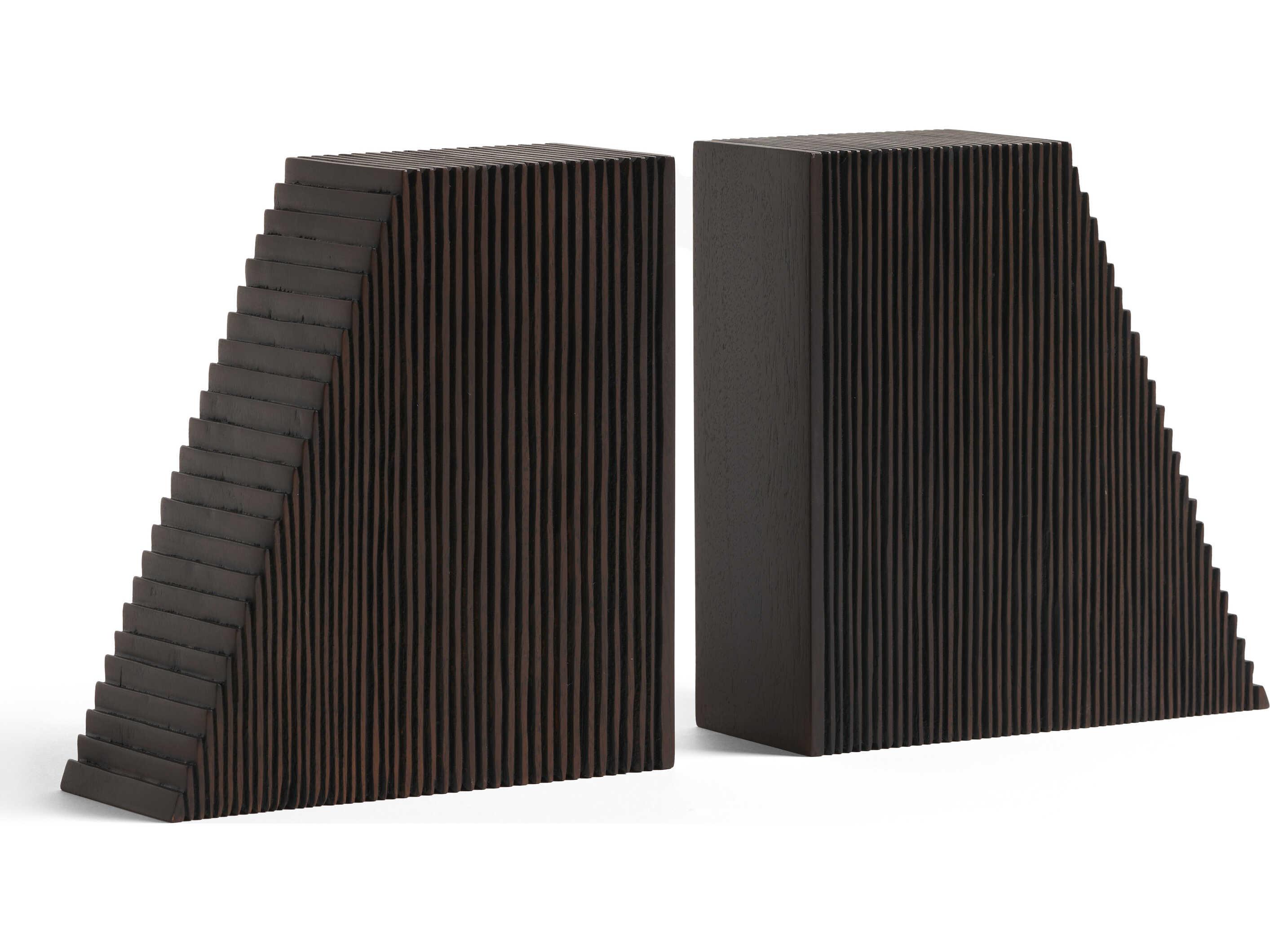 Ethnicraft Grooves Mahogany Dark Brown Book Ends