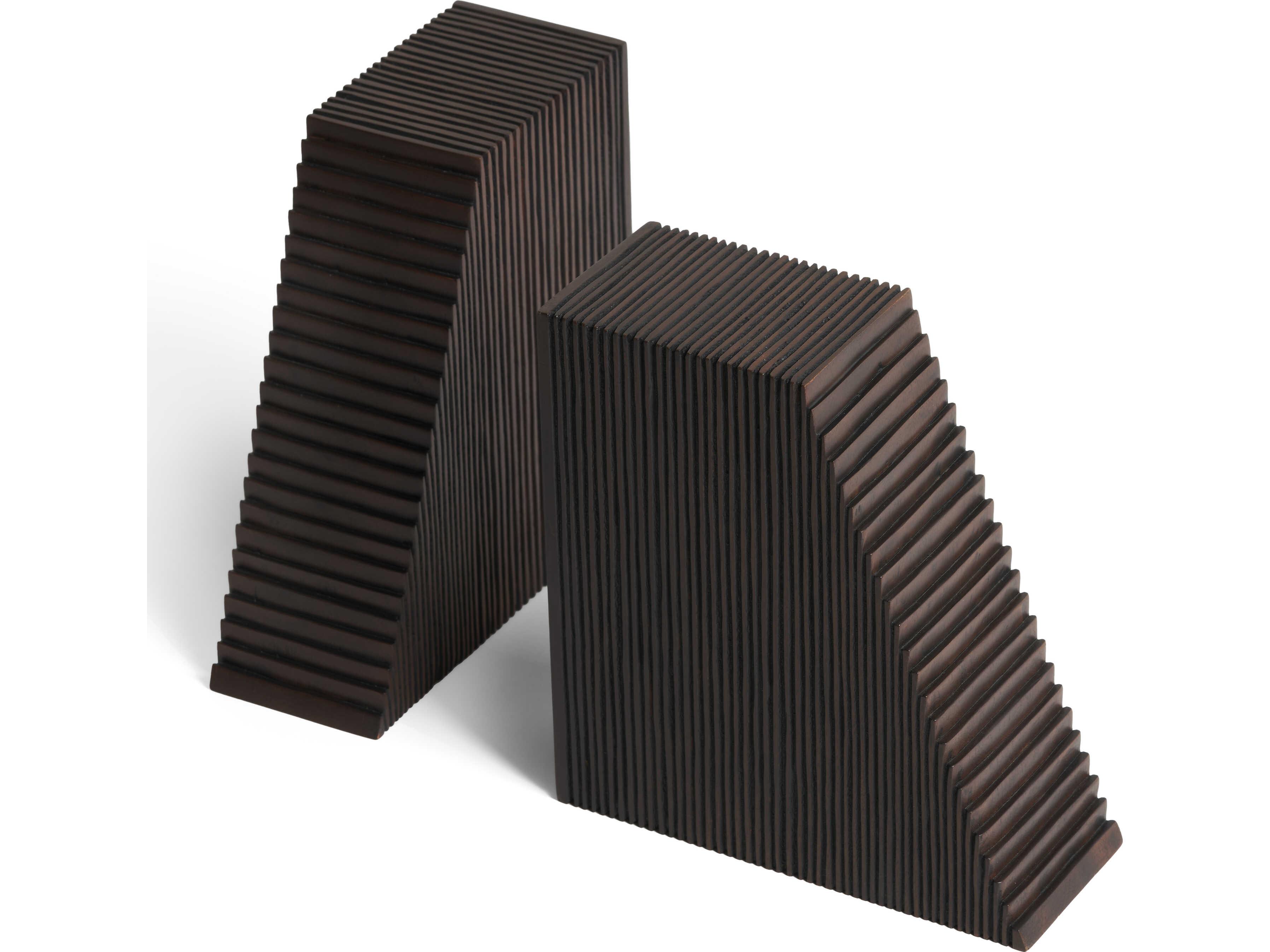 Ethnicraft Grooves Mahogany Dark Brown Book Ends