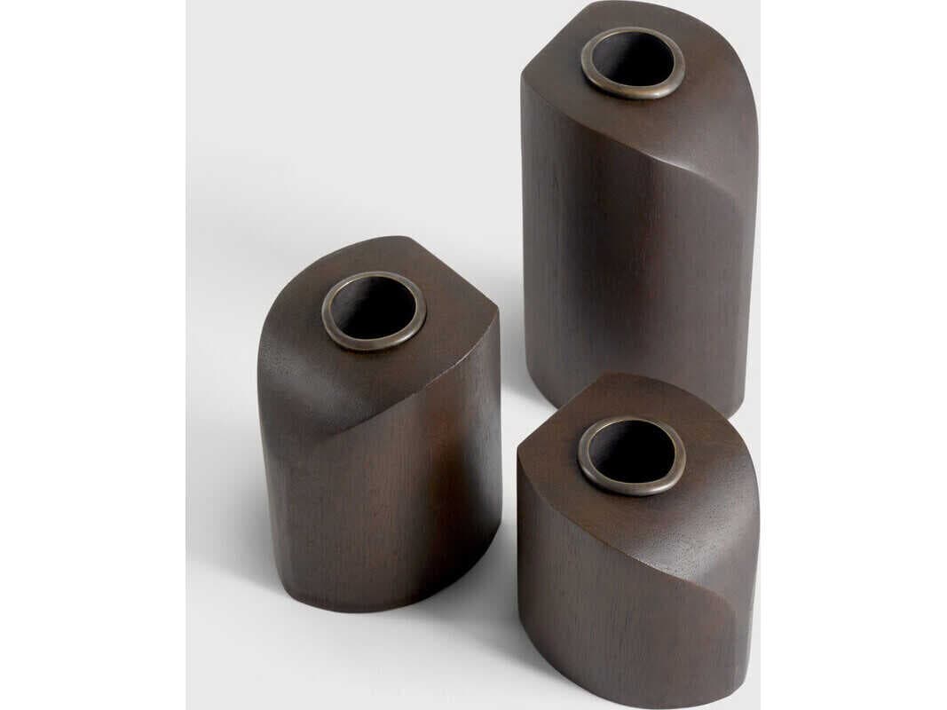 Ethnicraft Pi Mahogany Dark Brown Pi Candle Holders