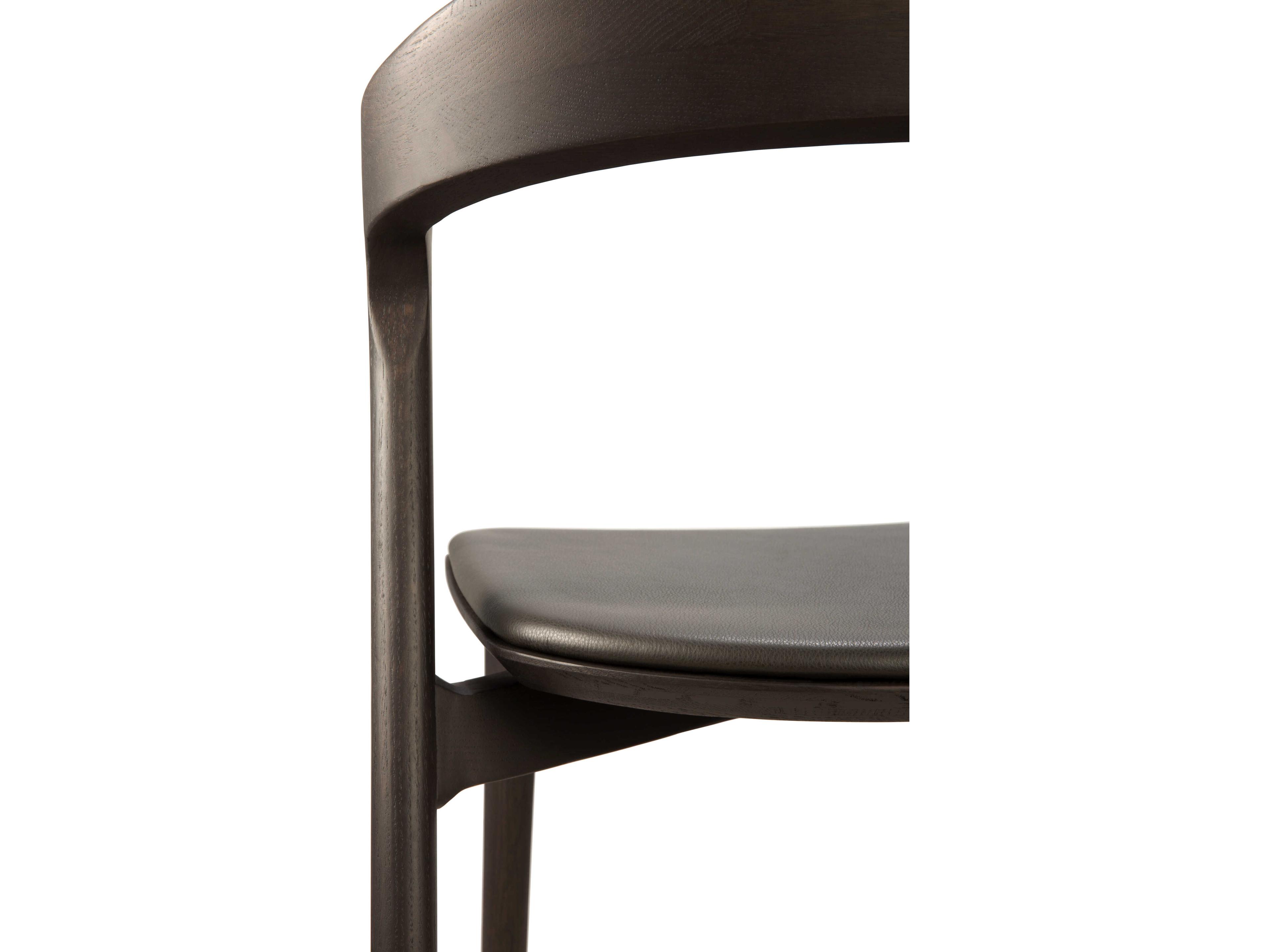 Ethnicraft Bok Oak Brown and Brown Leather Dining Chair