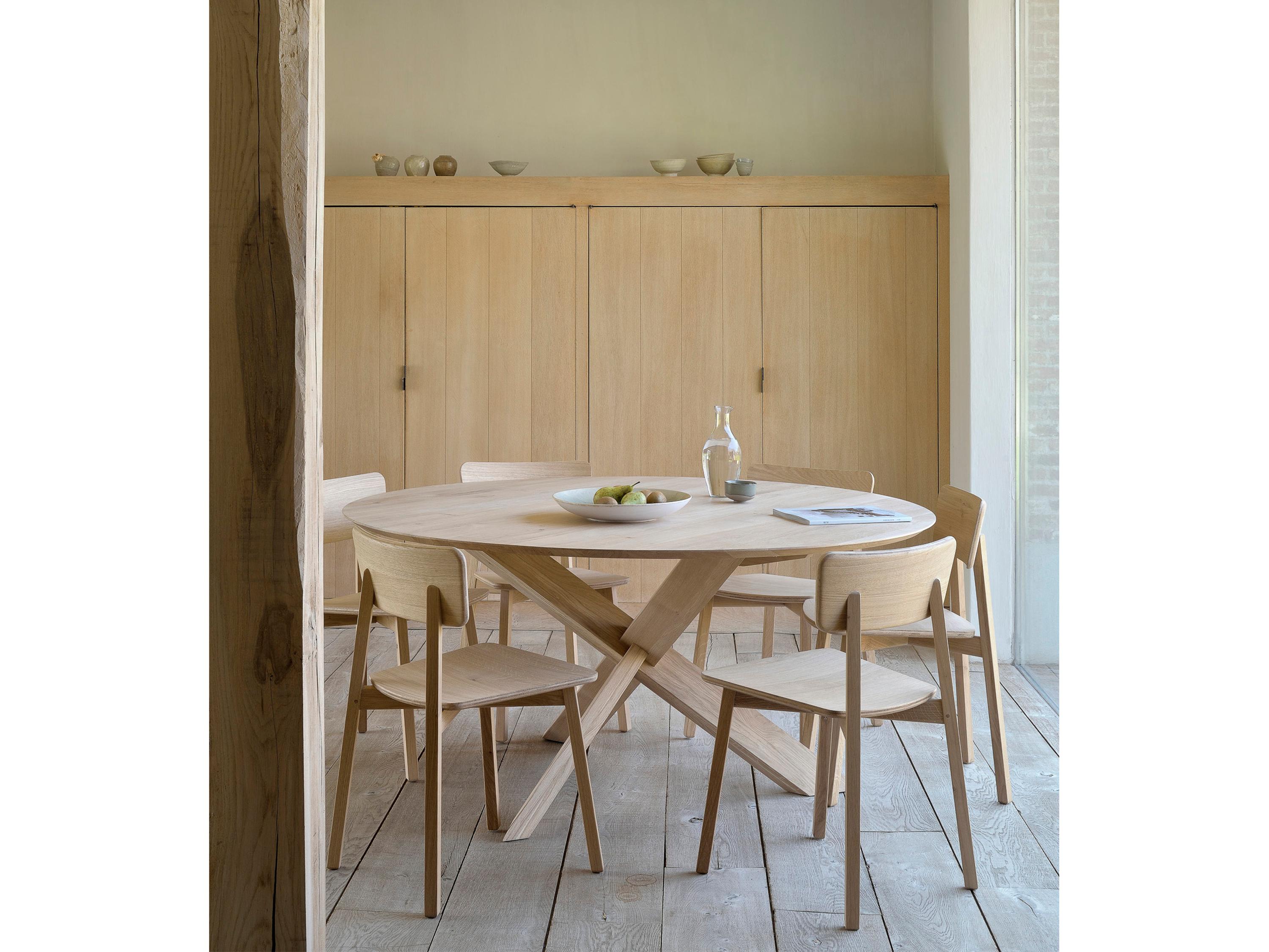 Ethnicraft Circle Oak Wood Dining Room Set