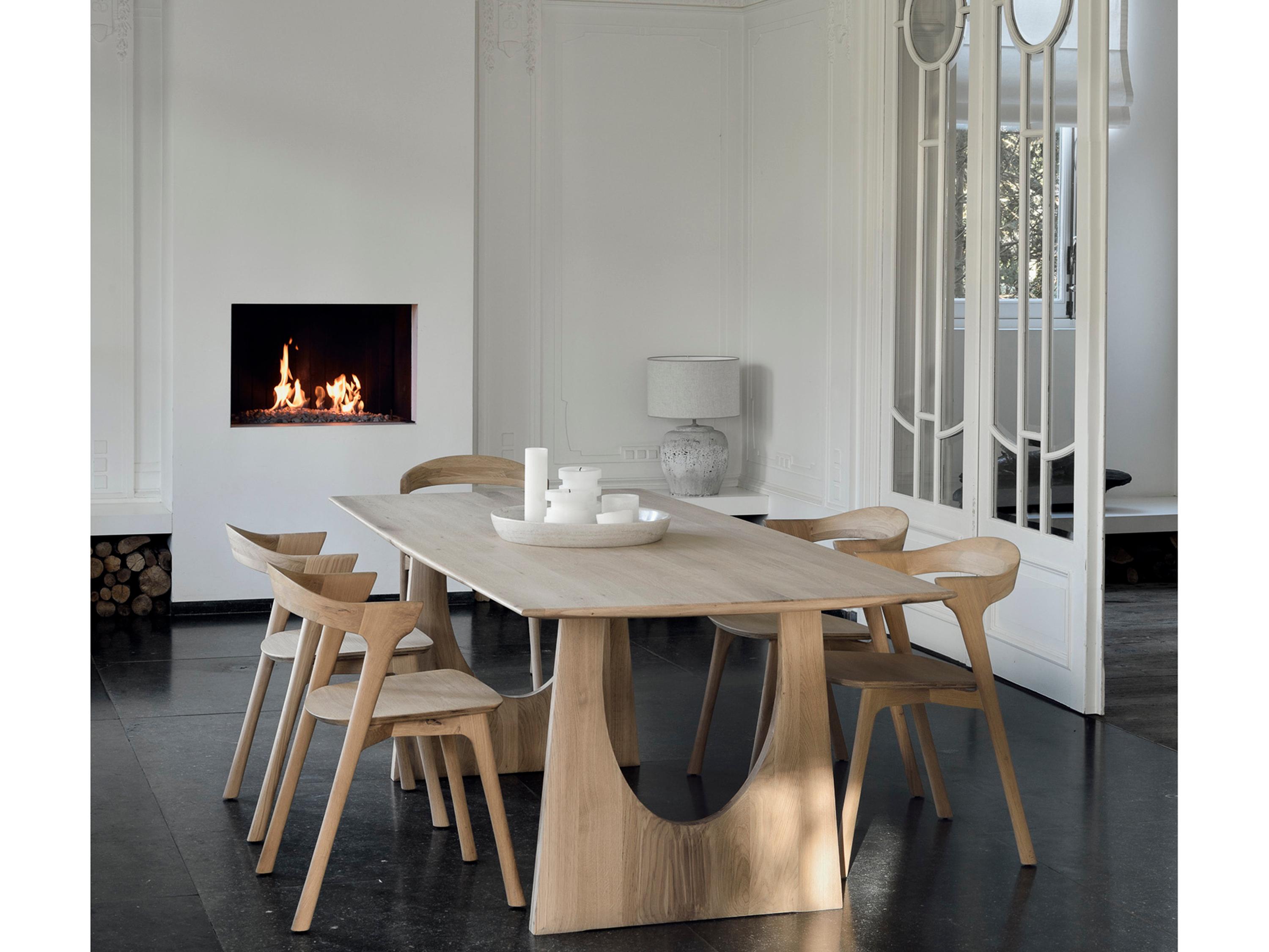 Ethnicraft Geometric Oak Wood Dining Room Set